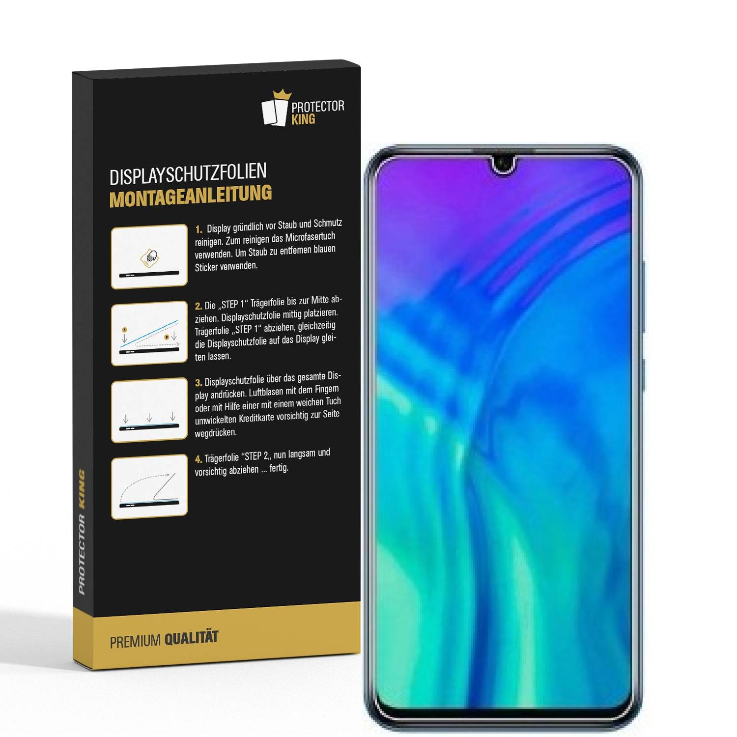 2x Displayschutzfolie für Huawei Honor 20 Lite Displayfolie Schutzfolie HD KLAR