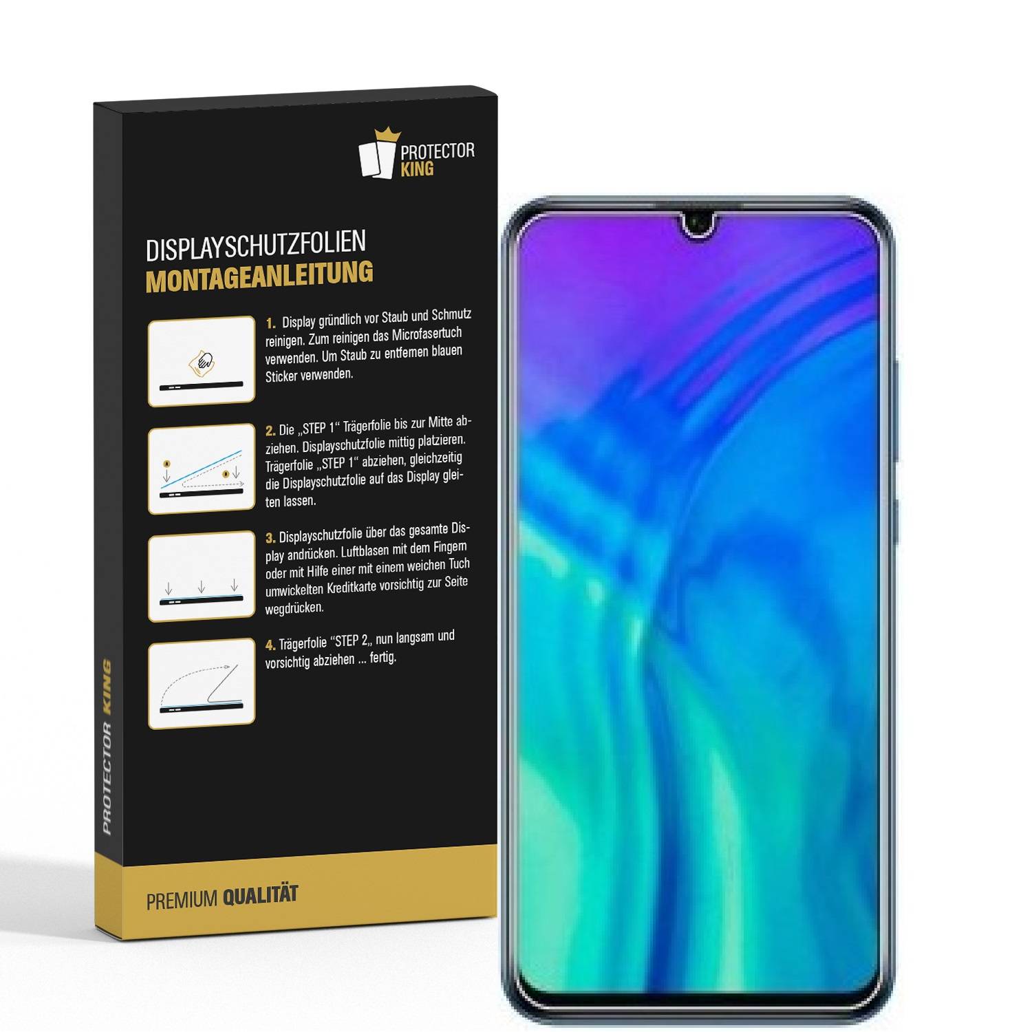 4x Panzerfolie für Huawei Honor 20 Lite ANTI-SCHOCK Displayschutzfolie HD KLAR