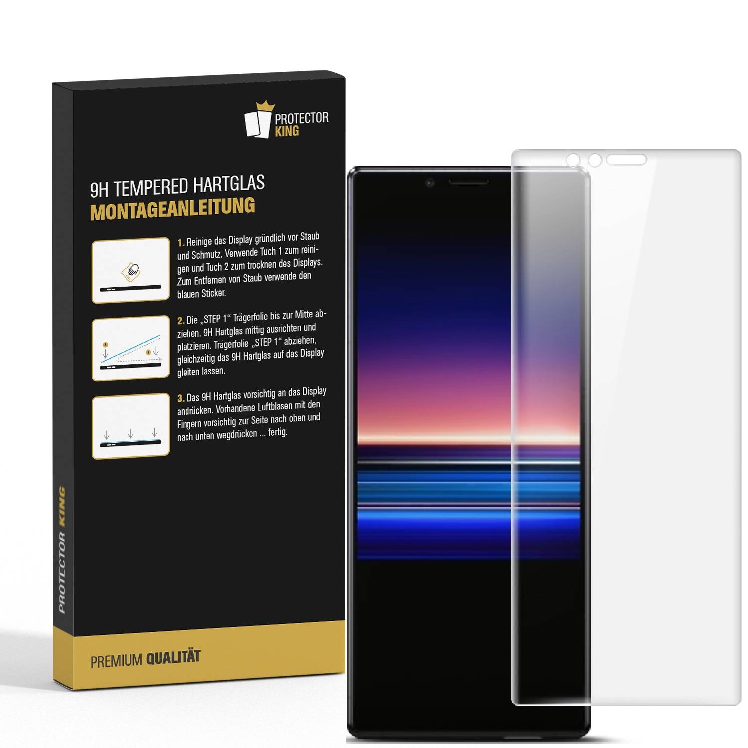 4x 9H Hartglas für Sony Xperia 1 FULL-CURVED Panzerfolie Displayschutz HD KLAR Panzerglas Schutzglas Schutzfolie
