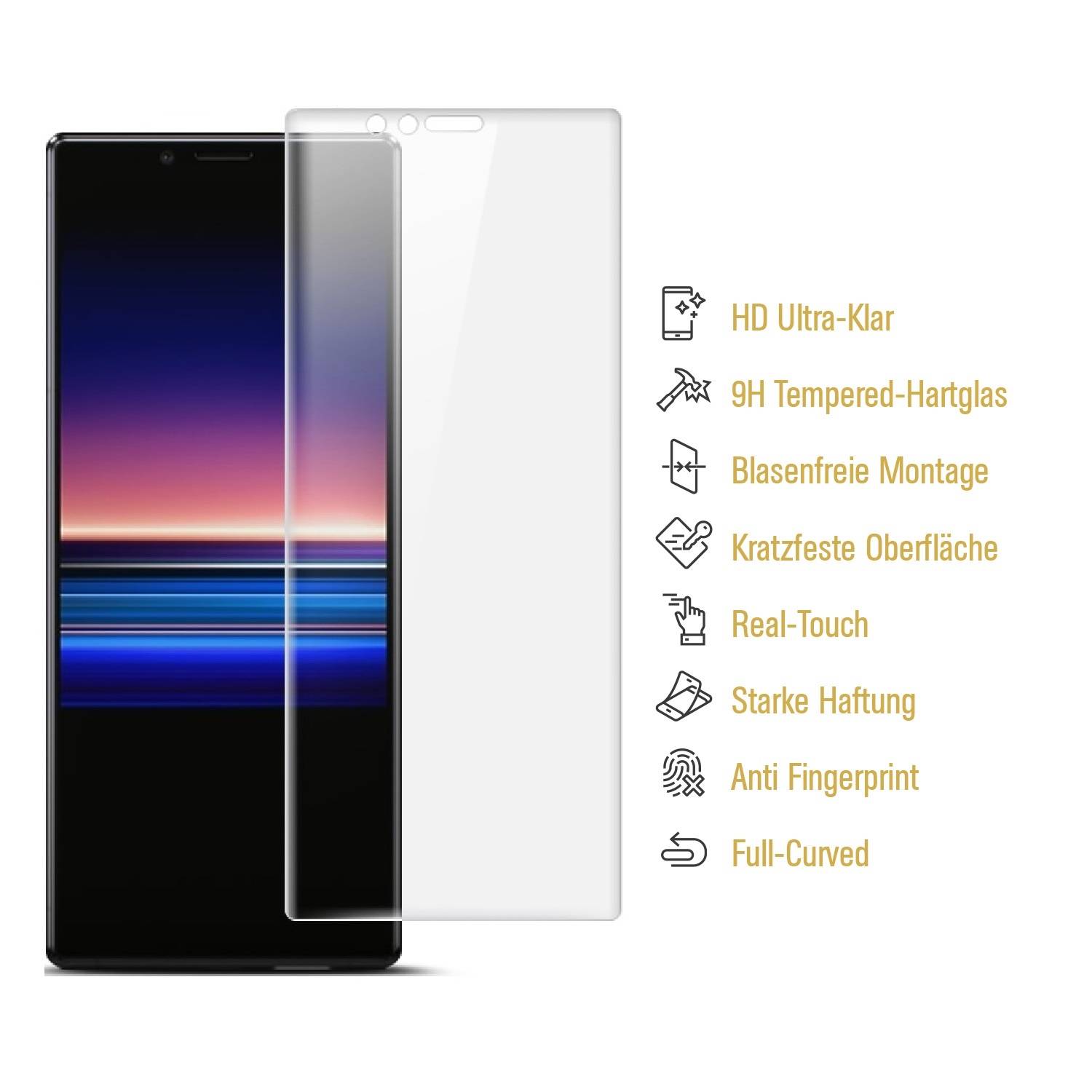1x 9H Hartglas für Sony Xperia XZ4 FULL-CURVED Panzerfolie Displayschutz HD KLAR Panzerglas Schutzglas Schutzfolie Glasfolie