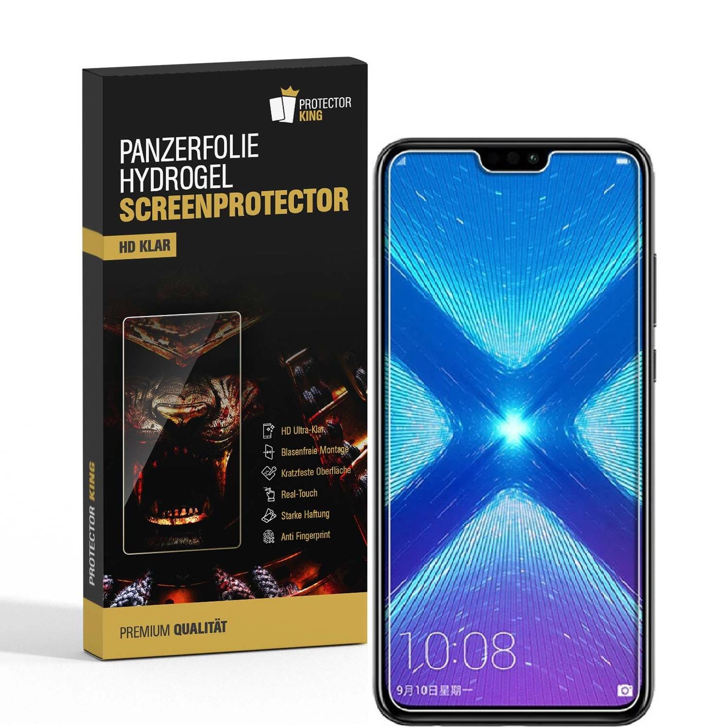 4x Hydrogel-Glass für Huawei Honor 8X Selbstheilend für Micro Kratzer 3D KLAR Panzerfolie Displayschutz Schutzfolie Screen-Protector