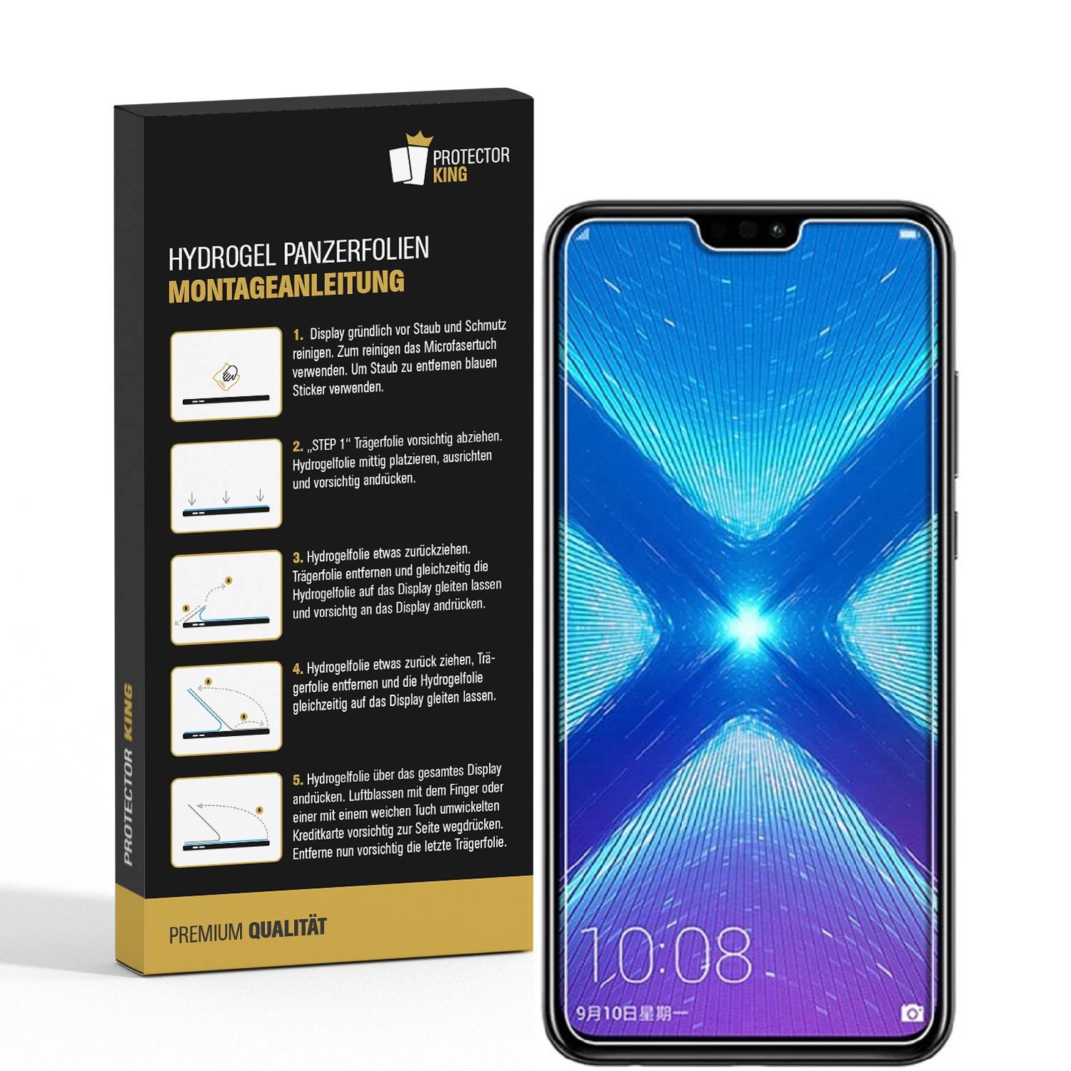 4x Hydrogel-Glass für Huawei Honor 8X Selbstheilend für Micro Kratzer 3D KLAR Panzerfolie Displayschutz Schutzfolie Screen-Protector