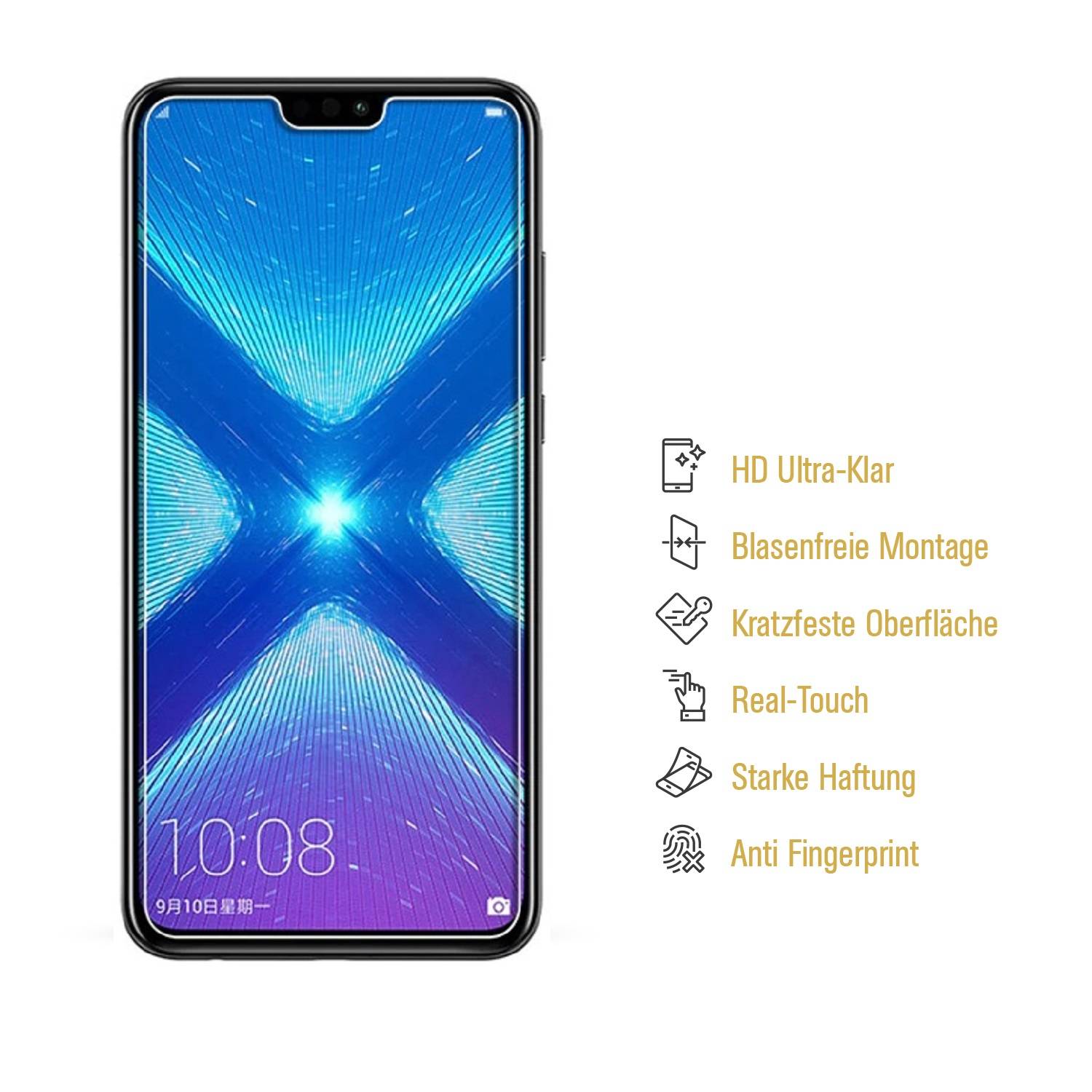 4x Hydrogel-Glass für Huawei Honor 8X Selbstheilend für Micro Kratzer 3D KLAR Panzerfolie Displayschutz Schutzfolie Screen-Protector