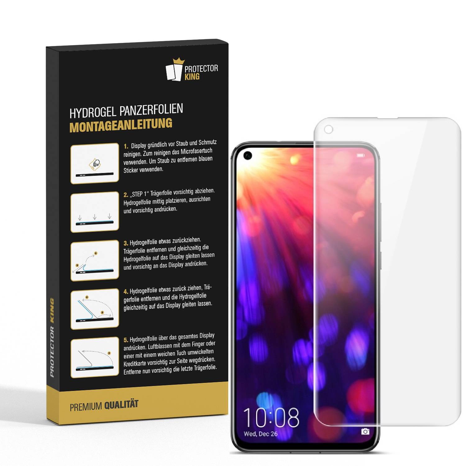 2x Hydropanzerglas für Huawei Honor View 20 HD KLAR FLEXIBLER Displayschutz Schutzglas Hydrogelglas Displayglas Glasfolie Hybridschutzglas