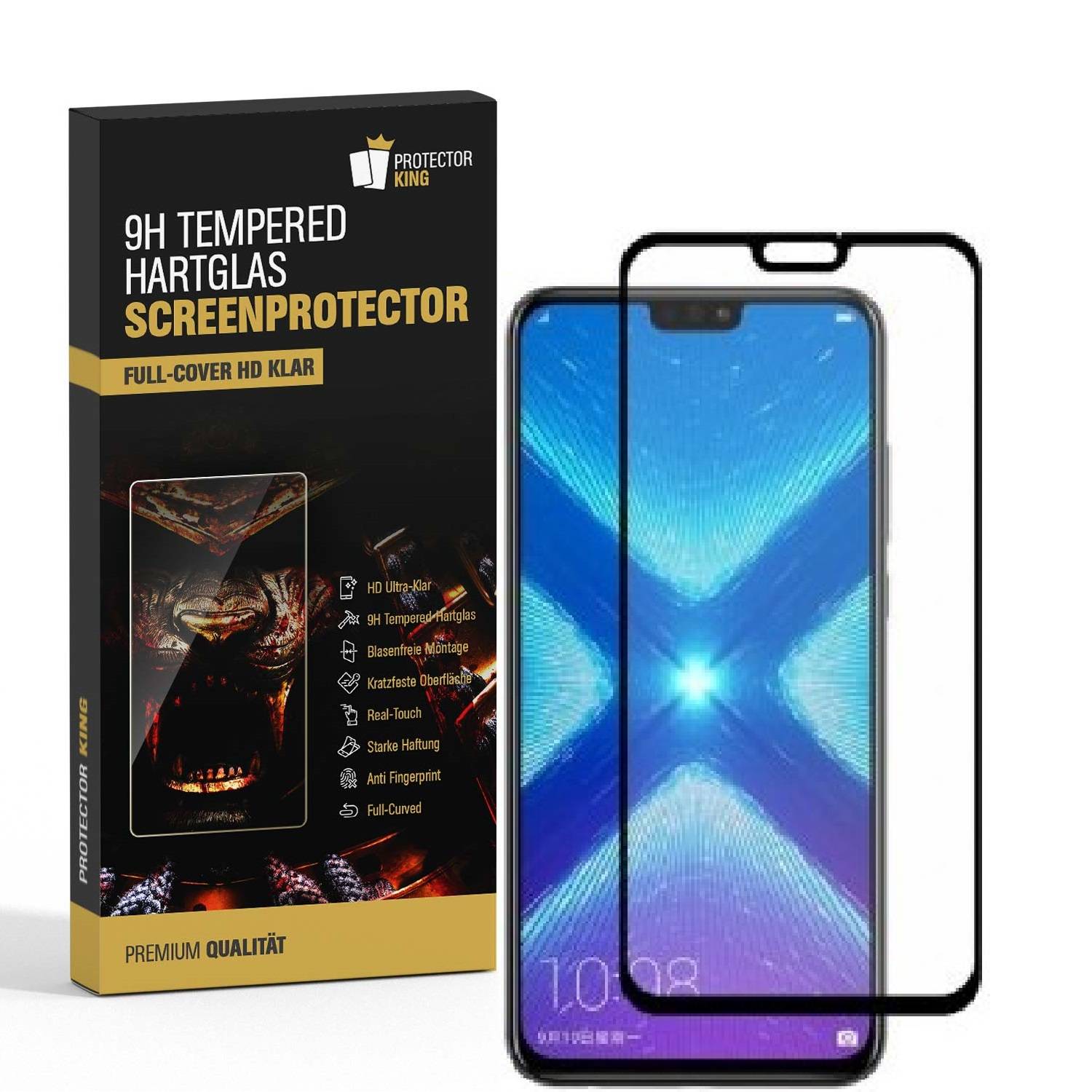 6x 9H Hartglas für Huawei Honor 8X FULL COVER Panzerfolie Displayschutz KLAR Panzerglas Schutzglas Schutzfolie