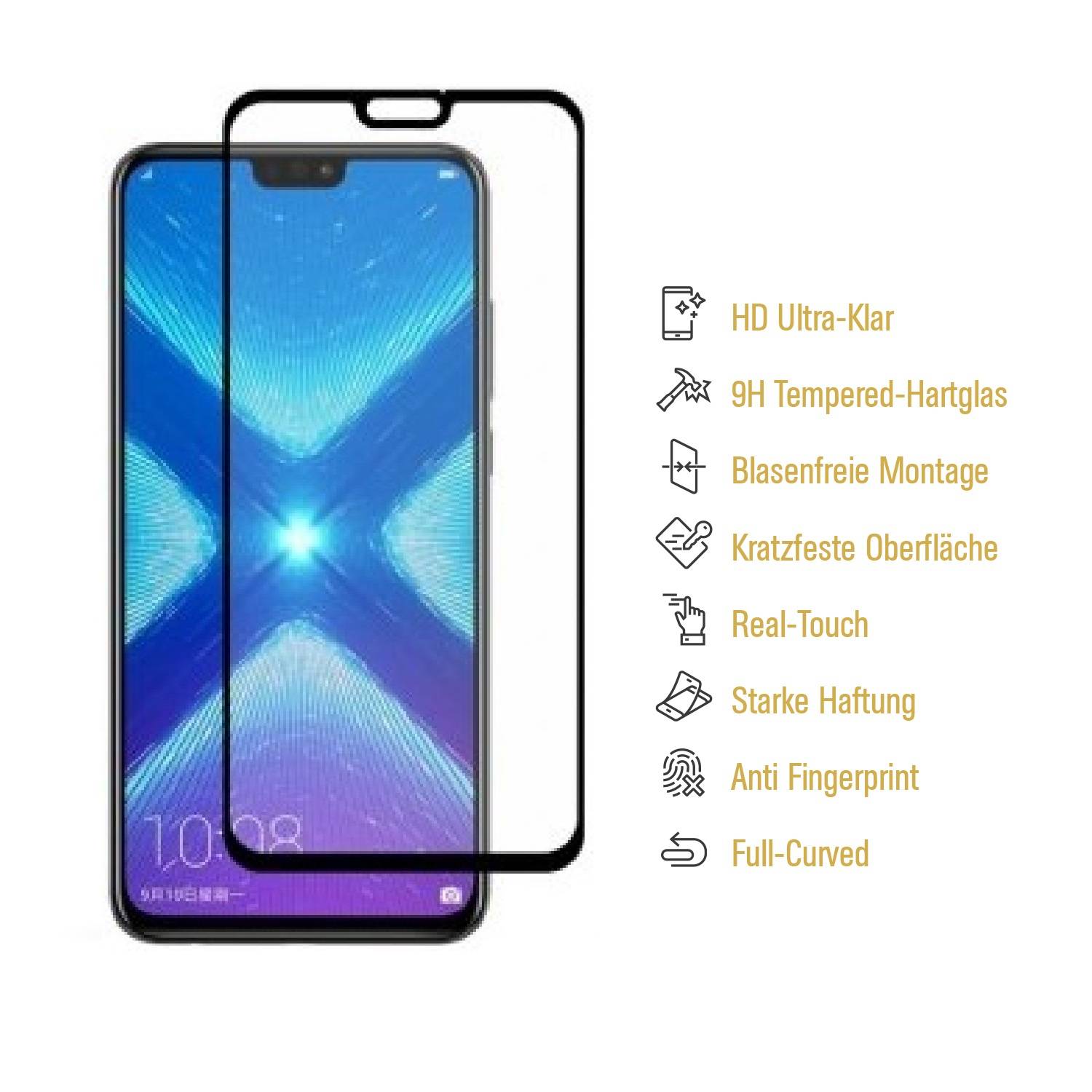 6x 9H Hartglas für Huawei Honor 8X FULL COVER Panzerfolie Displayschutz KLAR Panzerglas Schutzglas Schutzfolie