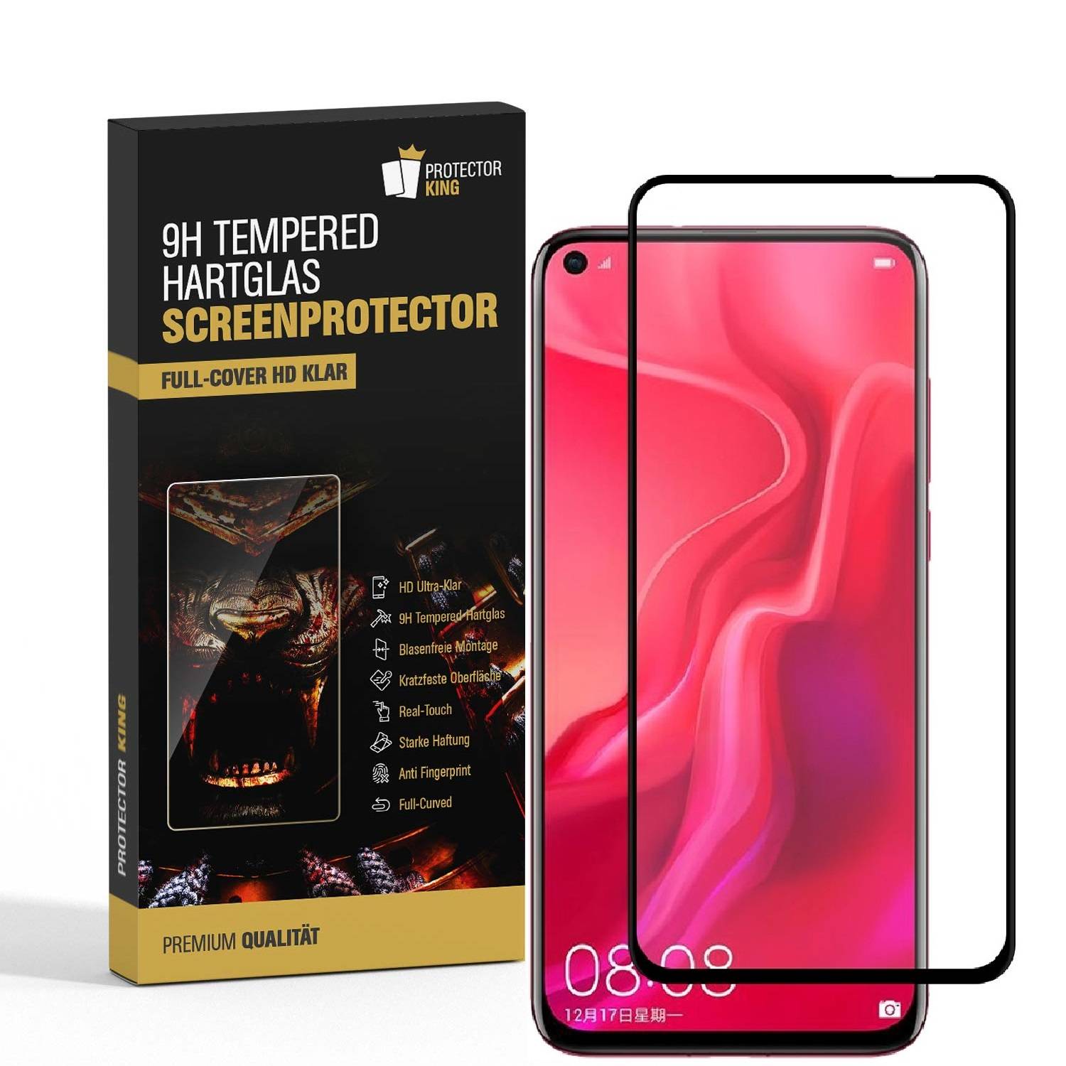1x 9H Hartglas für Huawei Honor View 20 FULL COVER Panzerfolie Displayschutz SW Panzerglas Schutzglas Schutzfolie