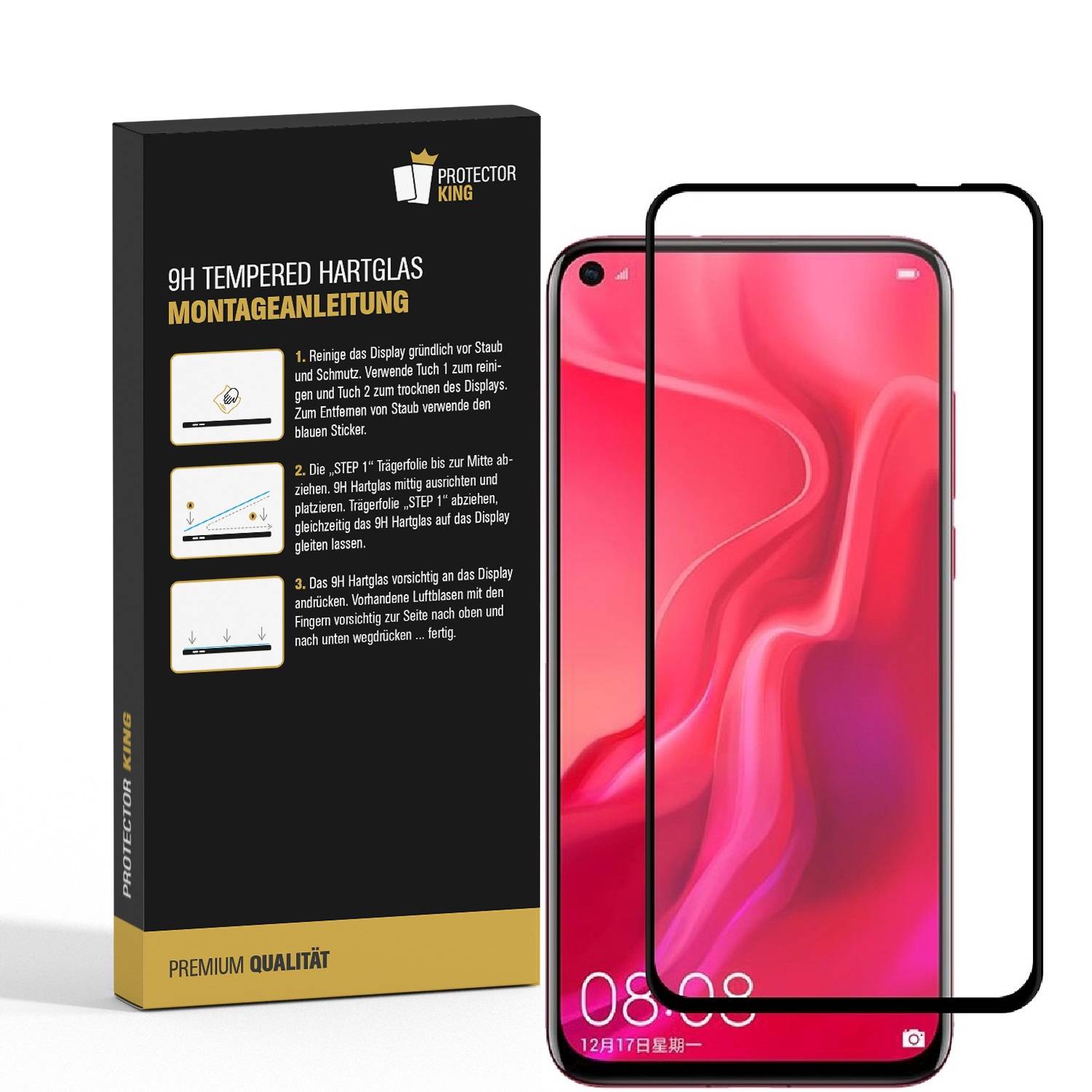 2x 9H Hartglas für Huawei Honor View 20 FULL COVER Panzerfolie Displayschutz SW Panzerglas Schutzglas Schutzfolie