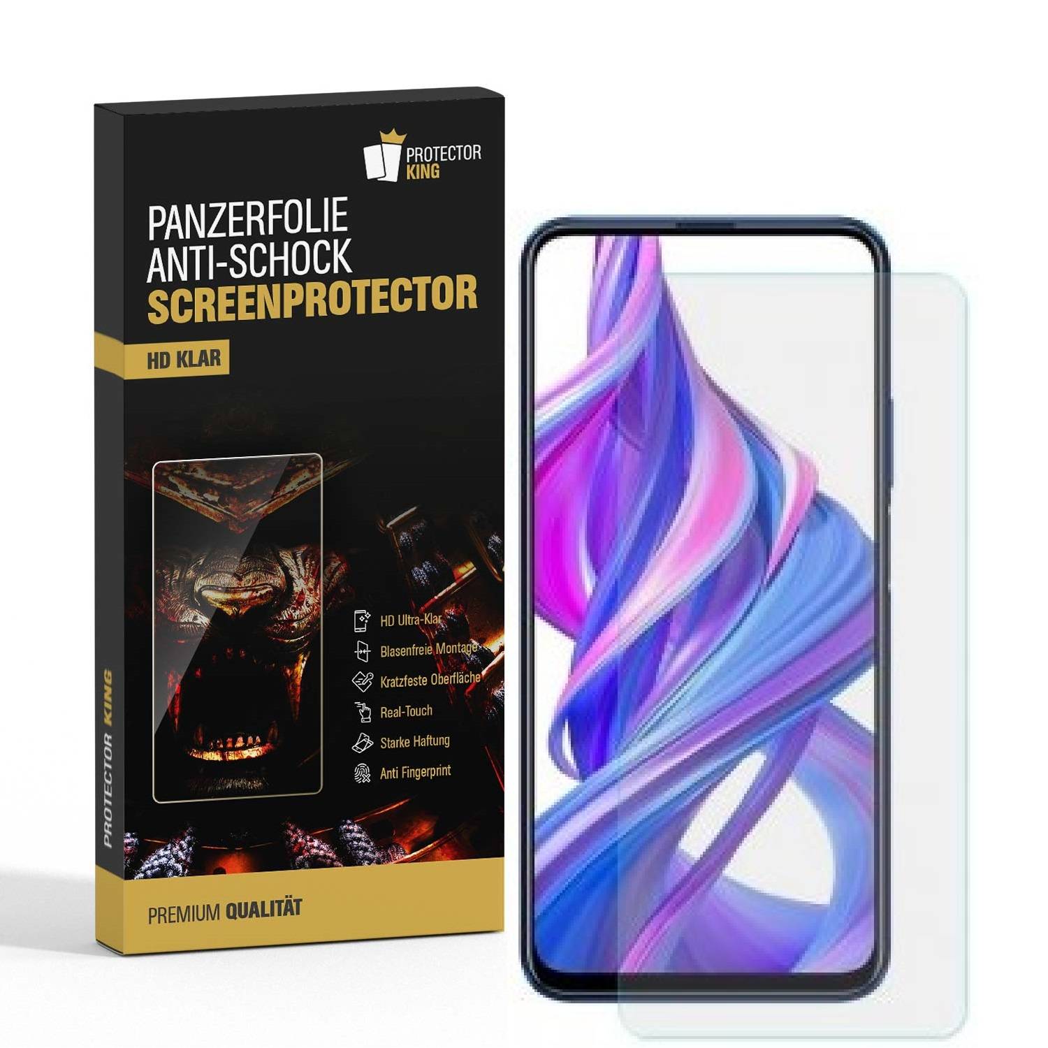 3x Panzerfolie für Huawei Honor 9X ANTI-SCHOCK Displayschutz Displayfolie KLAR