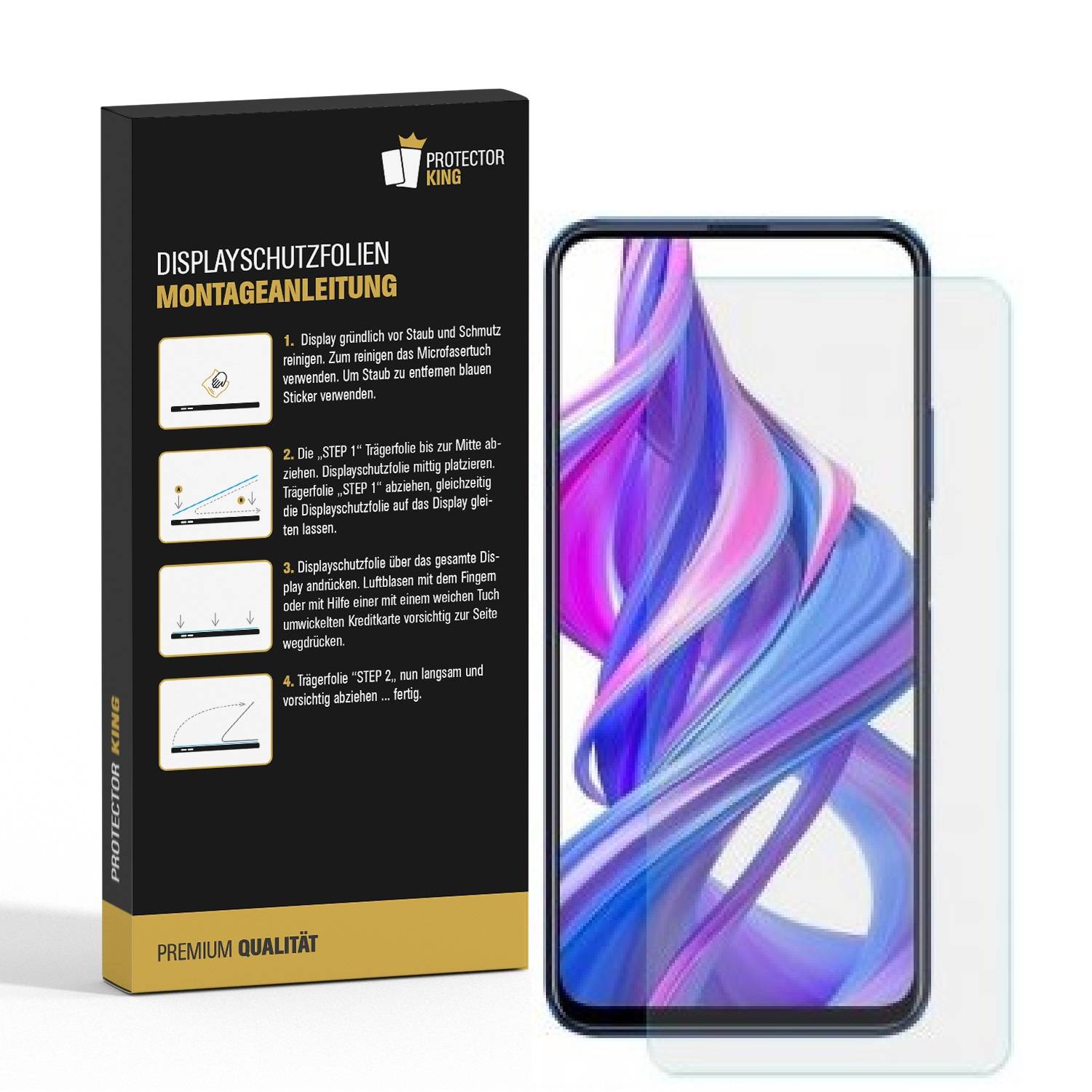 2x Panzerfolie für Huawei Honor 9X ANTI-SCHOCK Displayschutz Displayfolie KLAR
