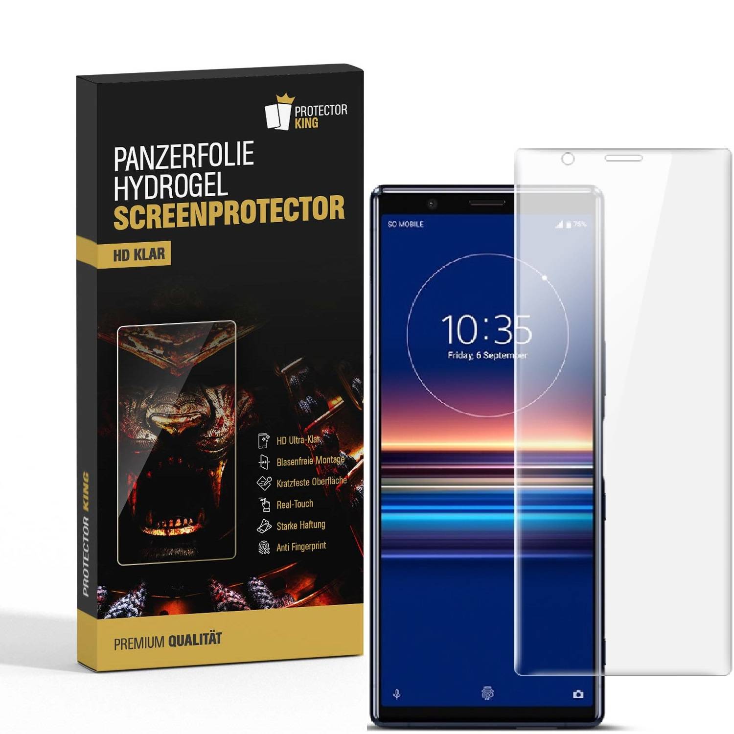 6x Hydropanzerglas für Sony Xperis 5 HD KLAR FLEXIBLER Displayschutz Schutzglas Hydrogelglas Displayglas Glasfolie Hybridschutzglas