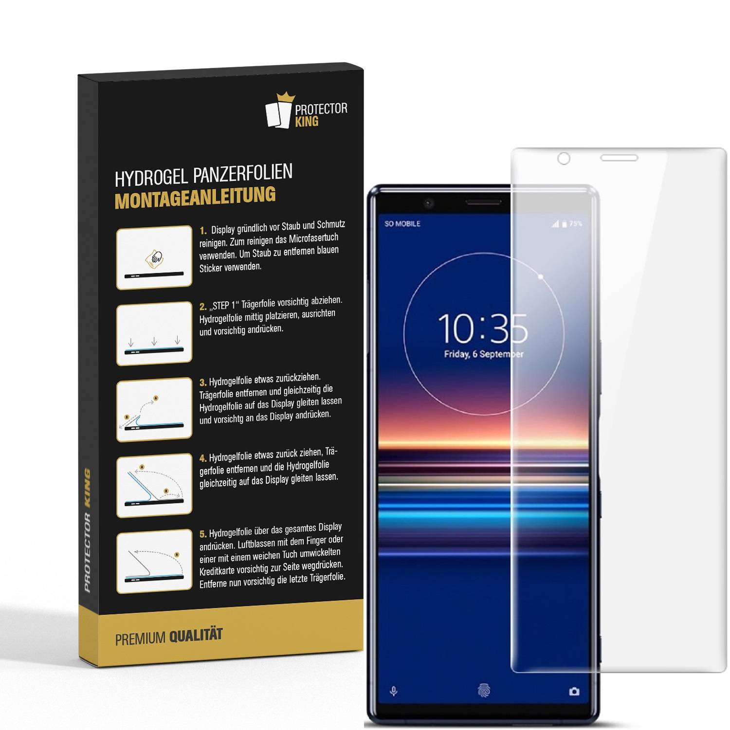 4x Hydropanzerglas für Sony Xperis 5 HD KLAR FLEXIBLER Displayschutz Schutzglas Hydrogelglas Displayglas Glasfolie Hybridschutzglas