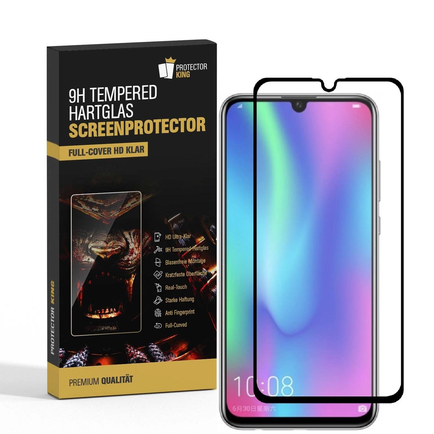 4x 9H Hartglas für Huawei Honor 10 Lite FULL Panzerfolie Displayschutz SW KLAR Panzerglas Schutzglas