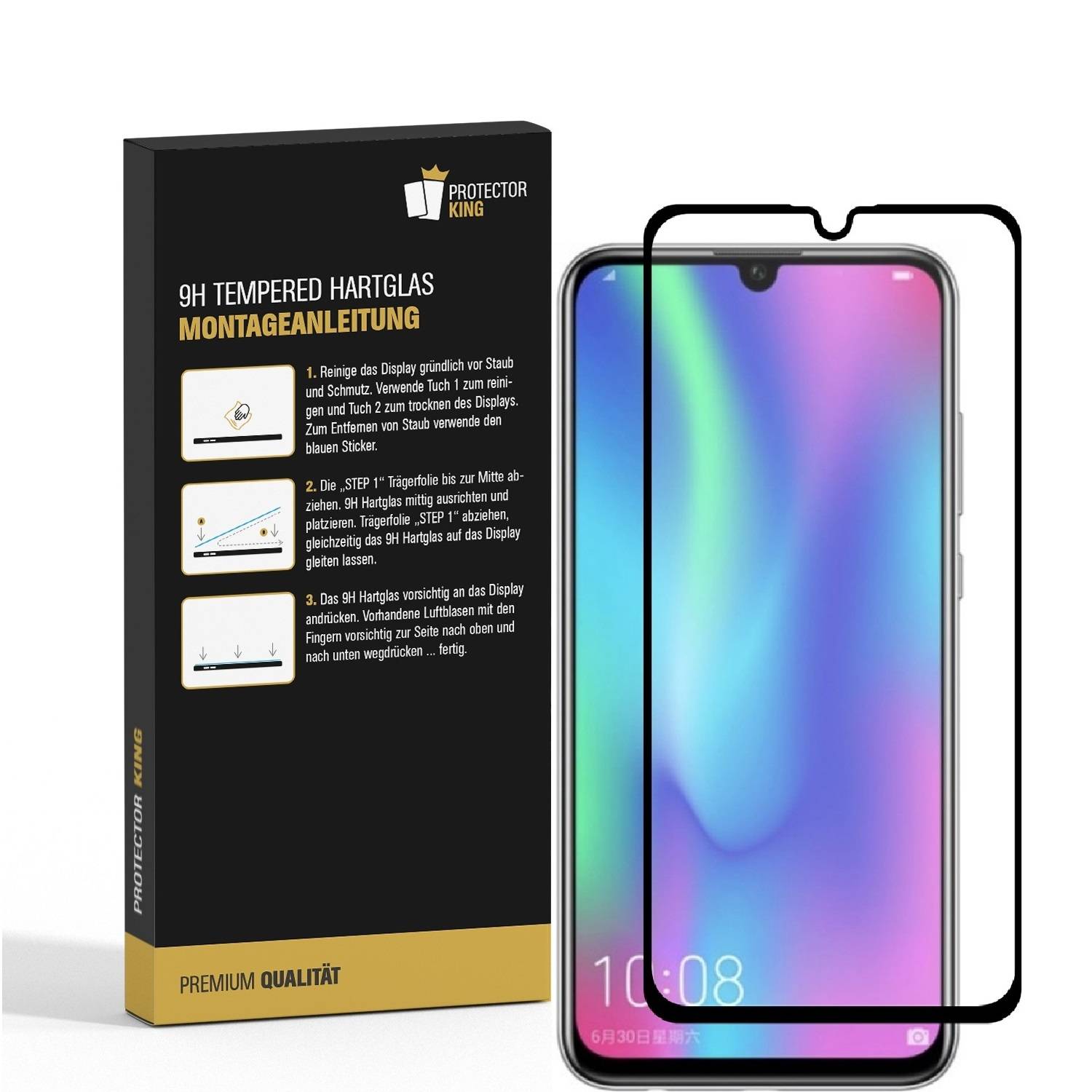6x 9H Hartglas für Huawei Honor 10 Lite FULL Panzerfolie Displayschutz SW KLAR Panzerglas Schutzglas