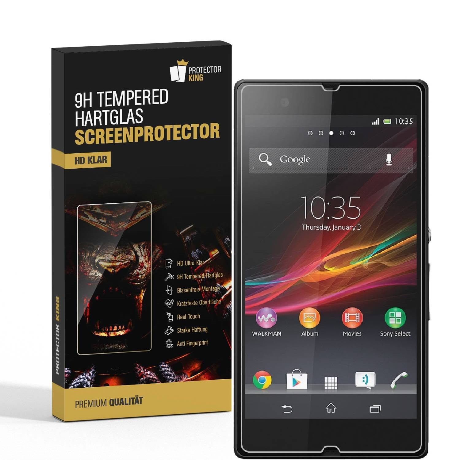 1x 9H Hartglas für Sony Xperia Z Panzerfolie Displayschutz KLAR Panzerglas Schutzglas Schutzfolie