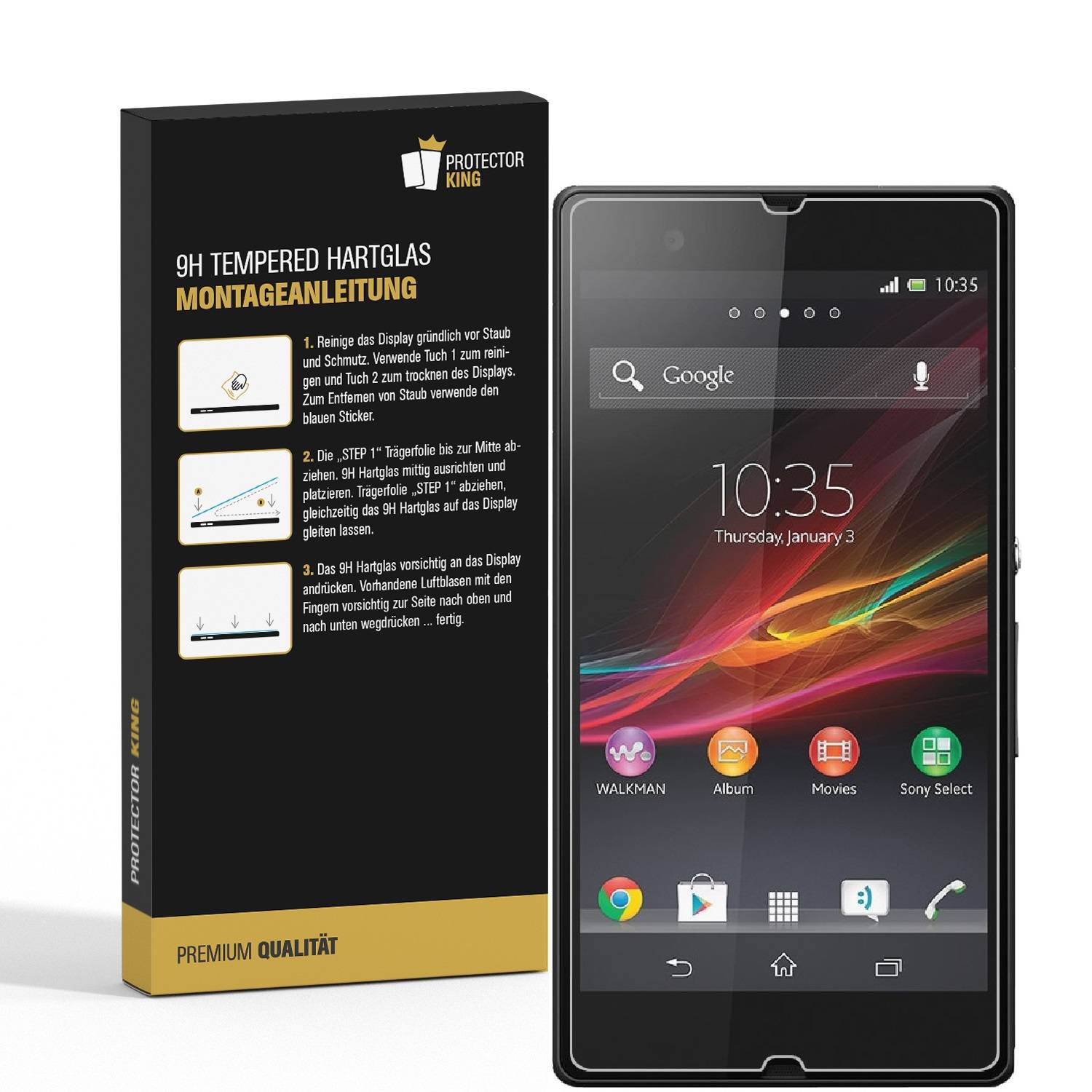 3x 9H Hartglas für Sony Xperia Z Panzerfolie Displayschutz KLAR Panzerglas Schutzglas Schutzfolie