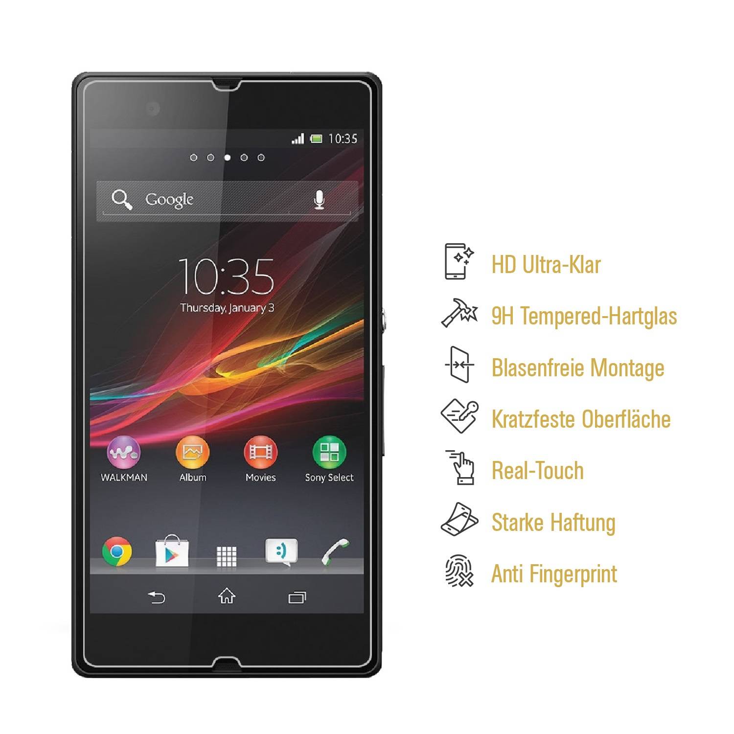 6x 9H Hartglas für Sony Xperia Z Panzerfolie Displayschutz KLAR Panzerglas Schutzglas Schutzfolie