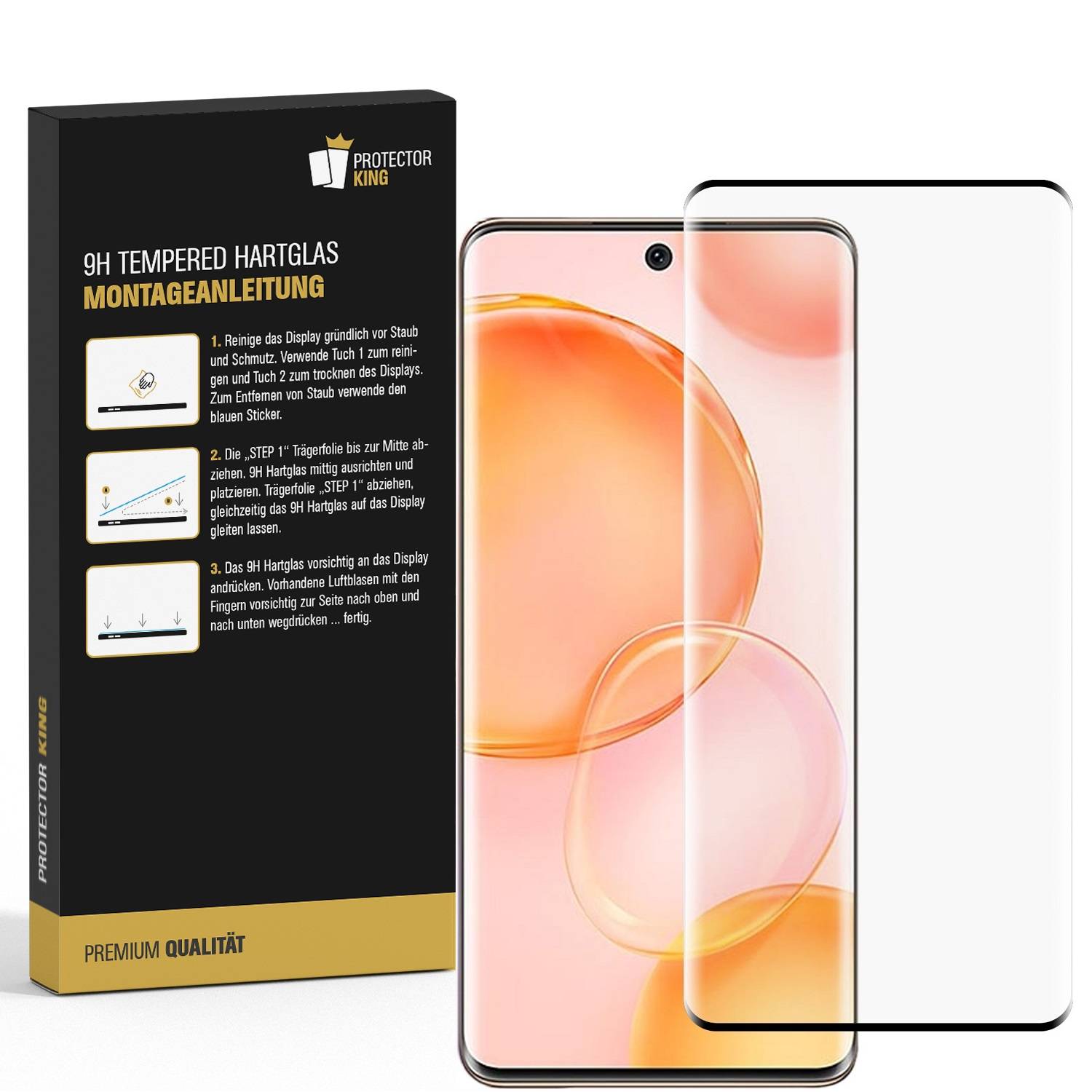 2x 9H Hartglas für Huawei Honor 50 FULL CURVED Displayschutz Panzerfolie Schutzfolie Panzerglas Schutzglas Displayglas Tempered Glasfolie