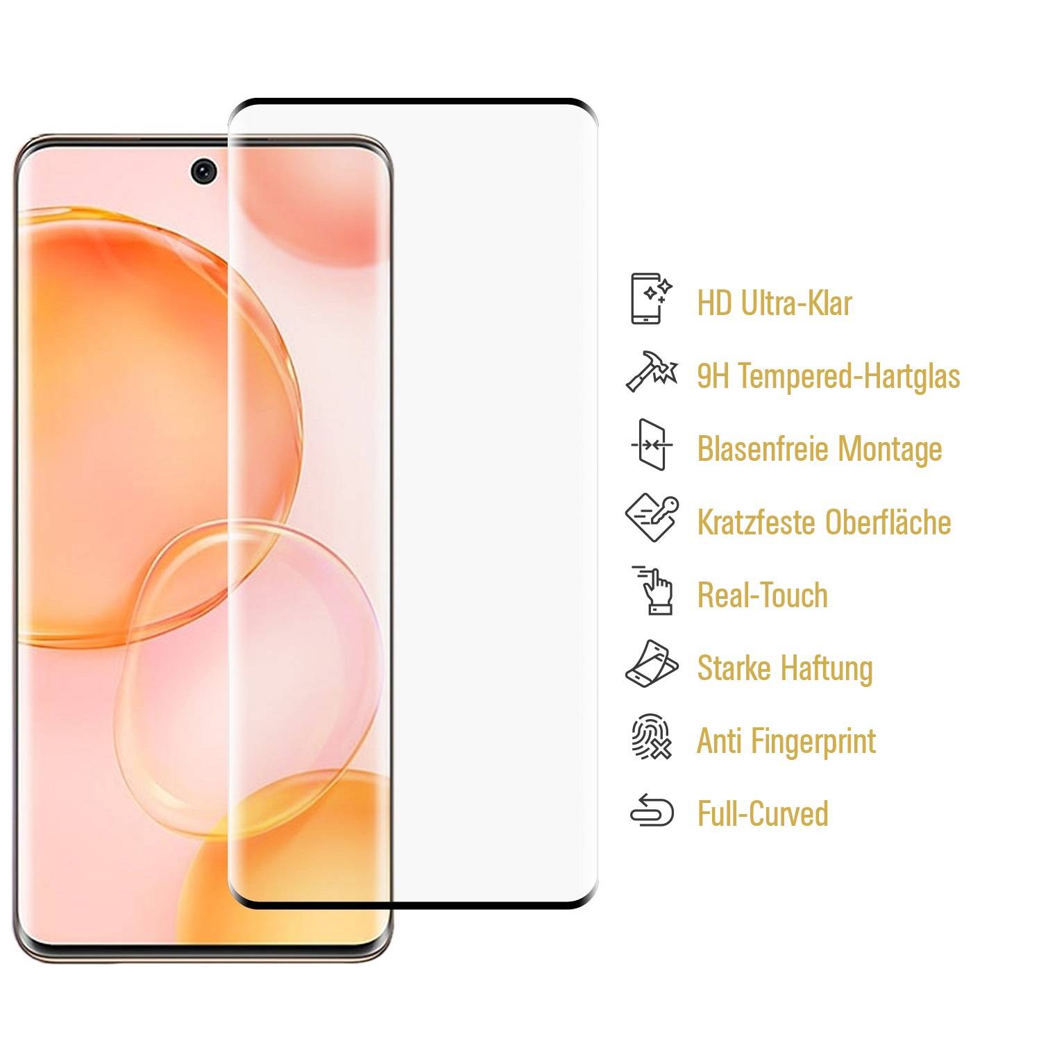 6x 9H Hartglas für Huawei Honor 50 FULL CURVED Displayschutz Panzerfolie Schutzfolie Panzerglas Schutzglas Displayglas Tempered Glasfolie