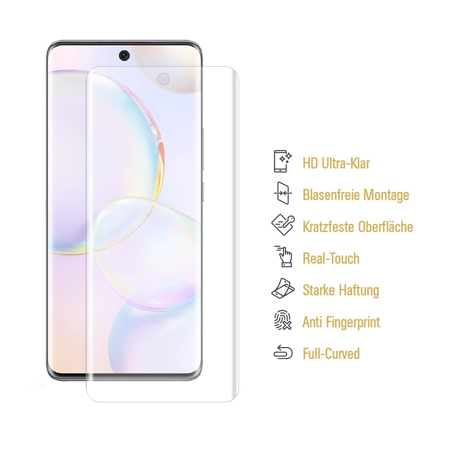 2x Panzerfolie für Huawei Honor 50 FULL SCREEN Displayschutz Schutzfolie KLAR Displayfolie Folie/ ANTI-SHOCK/ ANTI-KRATZ/ ANTI-BRUCH/ ANTI-SCHMUTZ
