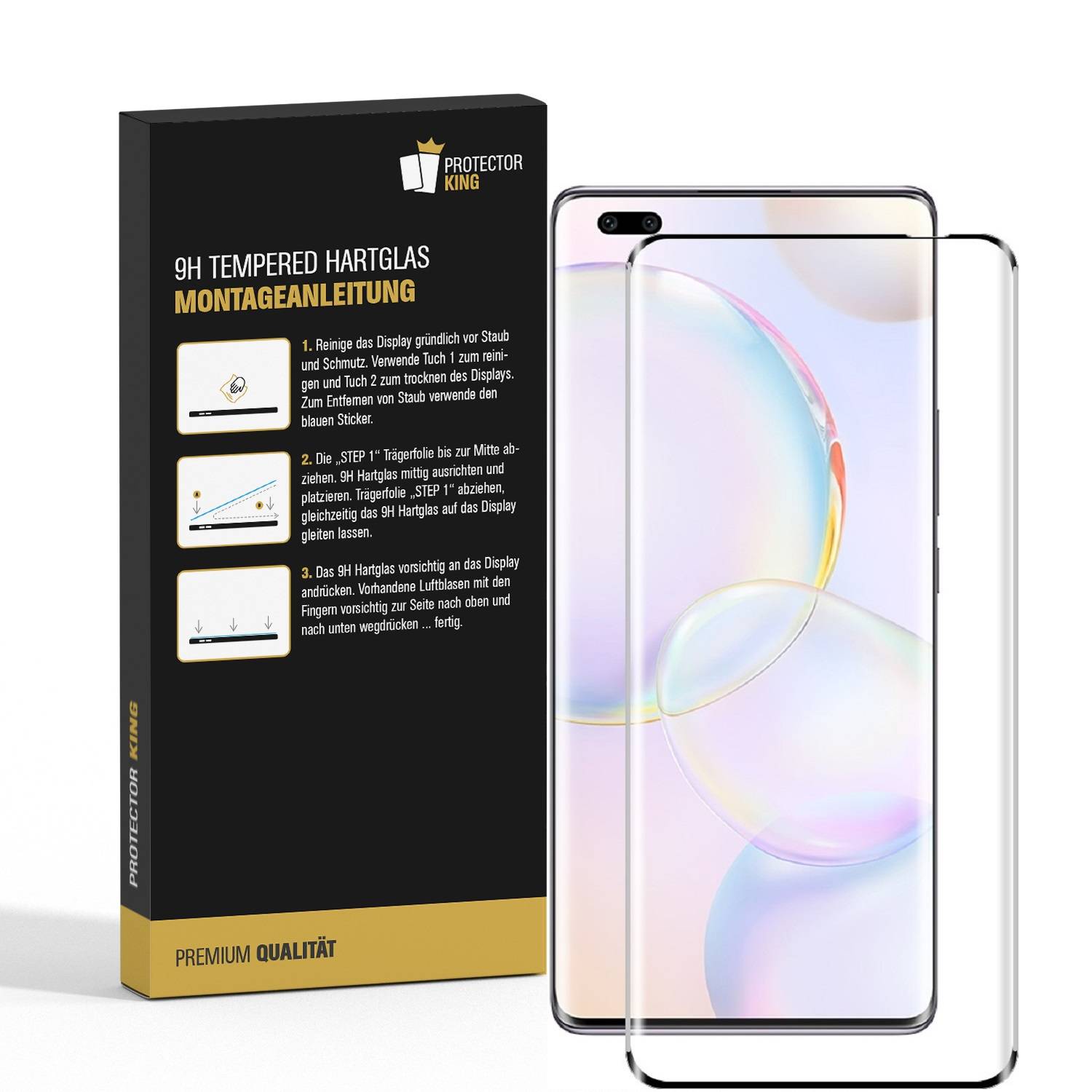3x 9H Hartglas für Honor 50 Pro FULL CURVED Displayschutz Panzerfolie Schutzfolie Panzerglas Schutzglas Displayglas Tempered Glasfolie