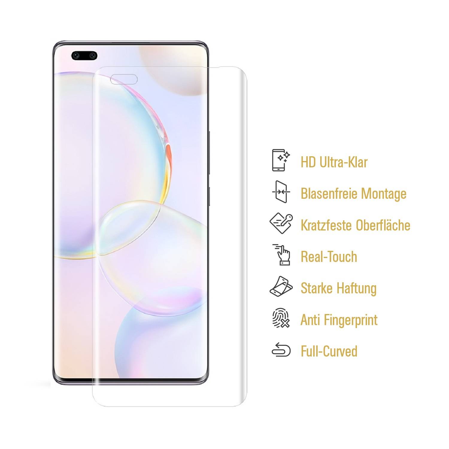 2x Panzerfolie für Huawei Honor 50 Pro FULL SCREEN Displayschutz Schutzfolie KLAR Displayfolie Folie/ ANTI-SHOCK/ ANTI-KRATZ/ ANTI-BRUCH/