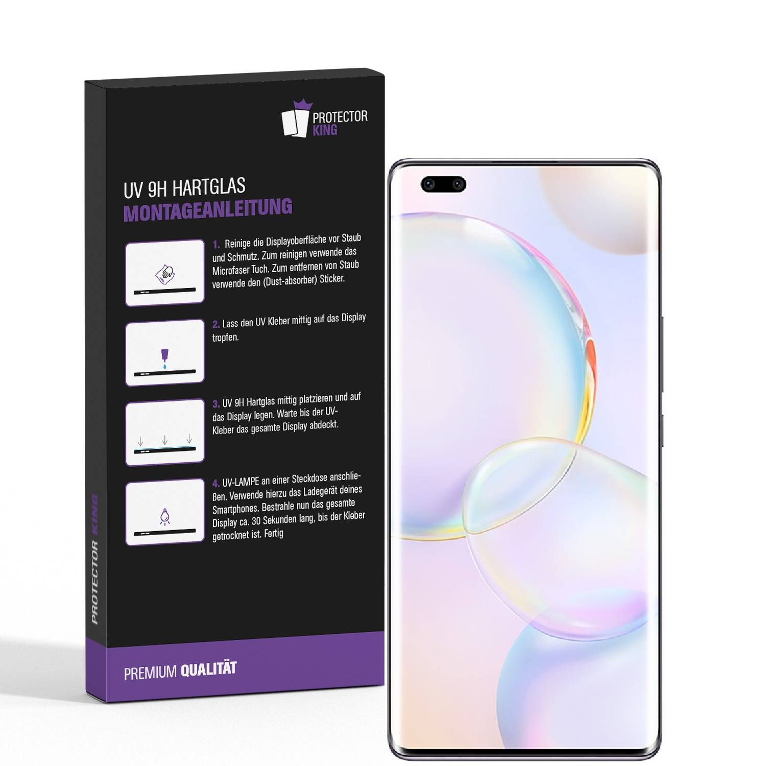 2x 9H Panzerglas für Honor 50 Pro Full-Screen HD klar UV-Liquid Tempered Glas Displayschutz Schutzglas Screen-Protector