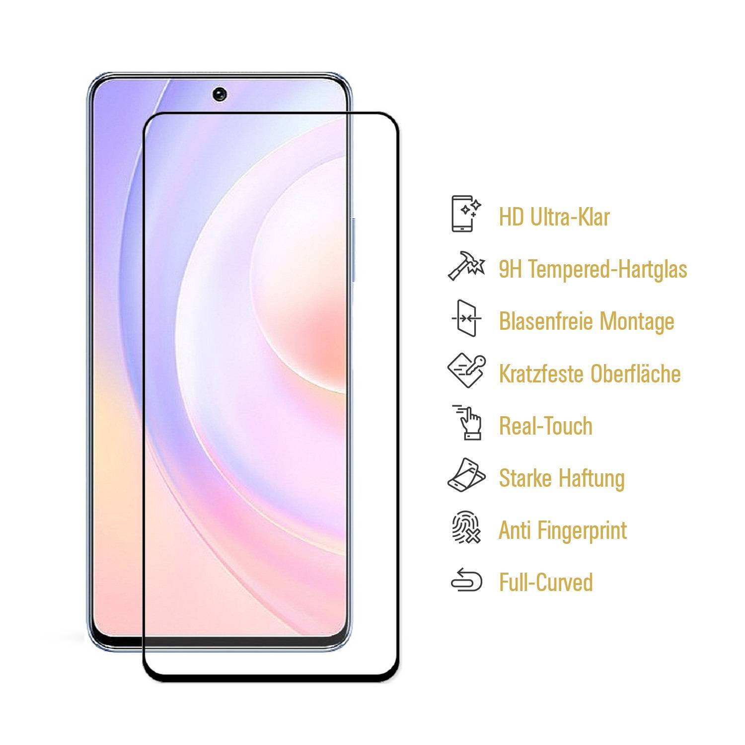 3x 9H Hartglas für Huawei Honor 50 SE FULL COVER Displayschutz Panzerfolie Schutzfolie Panzerglas Schutzglas Displayglas Tempered Glasfolie