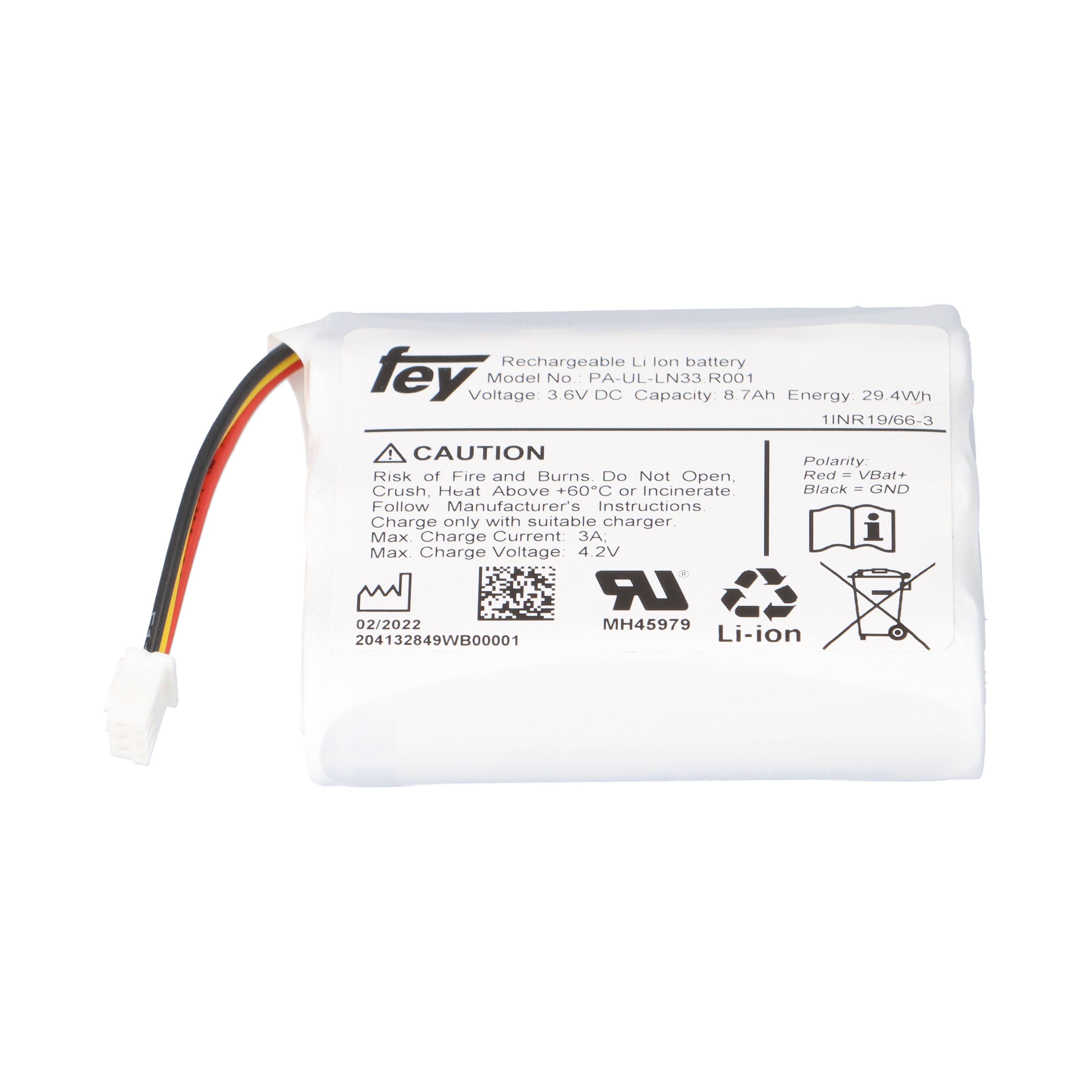 Lithium-Ionen Akkupack 3,6V 8,7Ah 29Wh 1S3P mit Kabel und Stecker