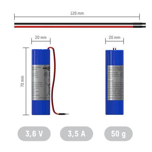 ANSMANN Li-Ion Akkupack mit Ausgangskabel, 1S1P, 12,7 Wh, 3,63 V, 3500 mAh, blau