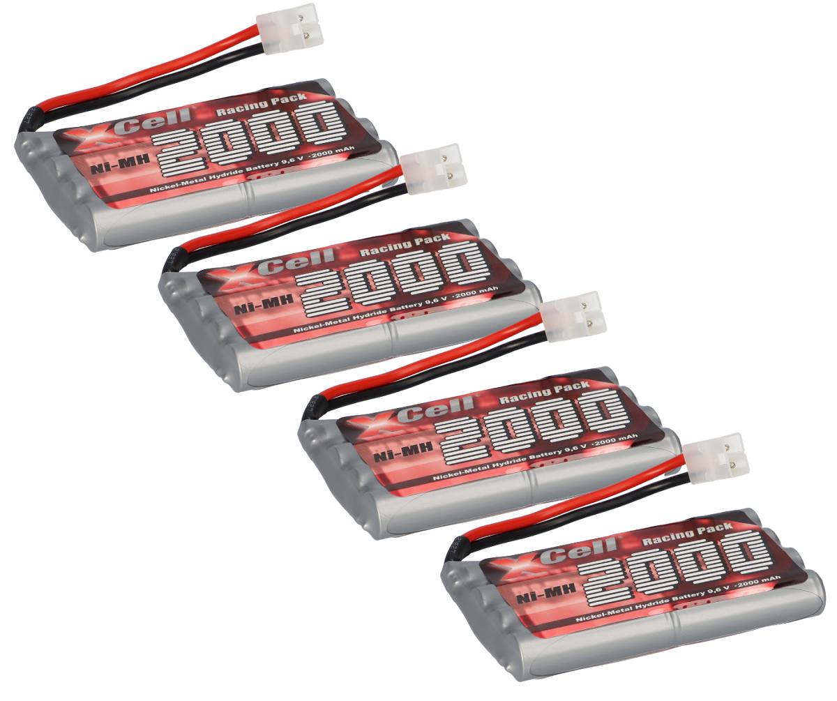4x Akku RC-Pack 9,6V 2000mAh AA Mignon L4x2 XCell Ni-MH Racing Pack für Tamiya