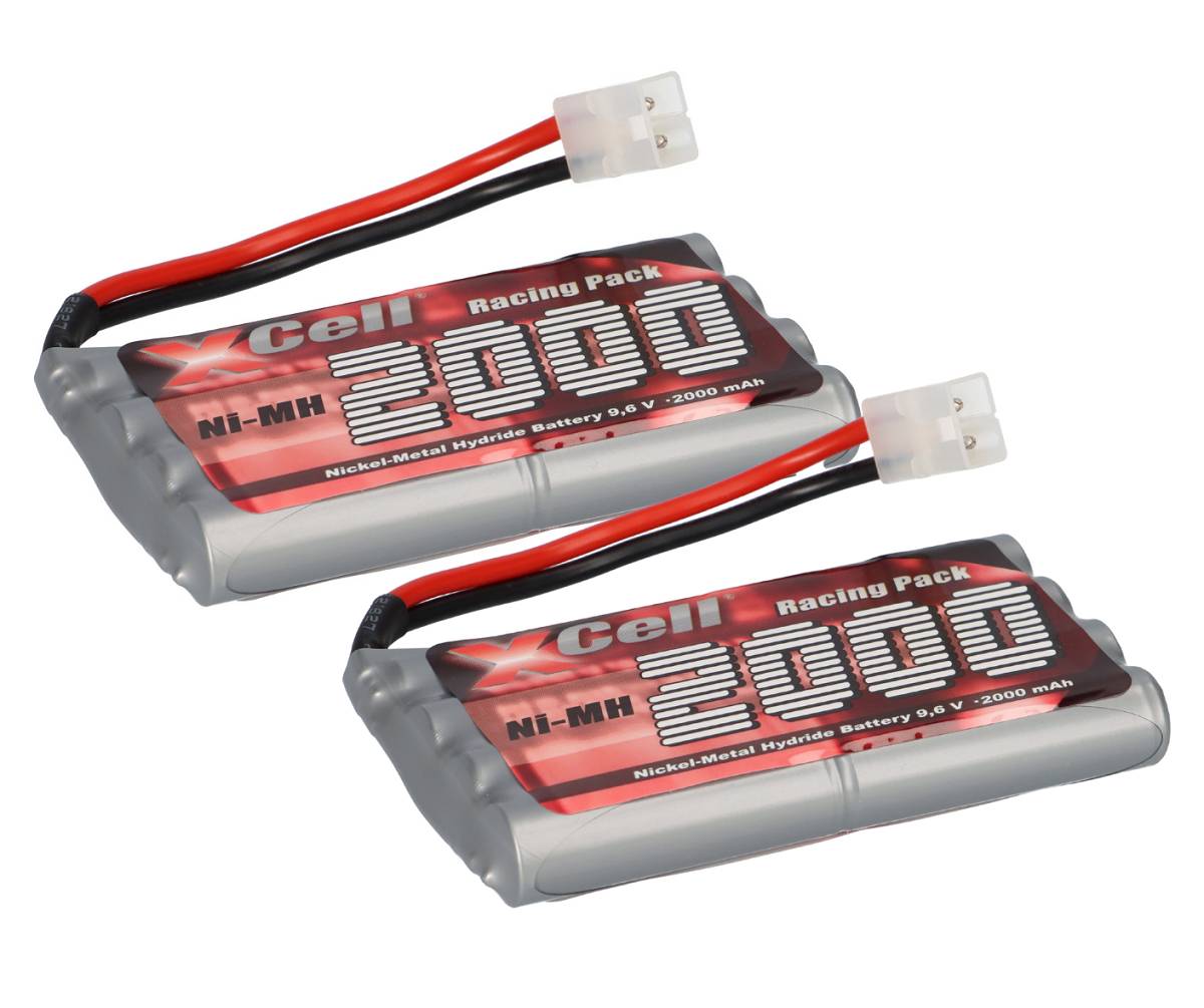 2x Akku RC-Pack 9,6V 2000mAh AA Mignon L4x2 XCell Ni-MH Racing Pack Tamiya