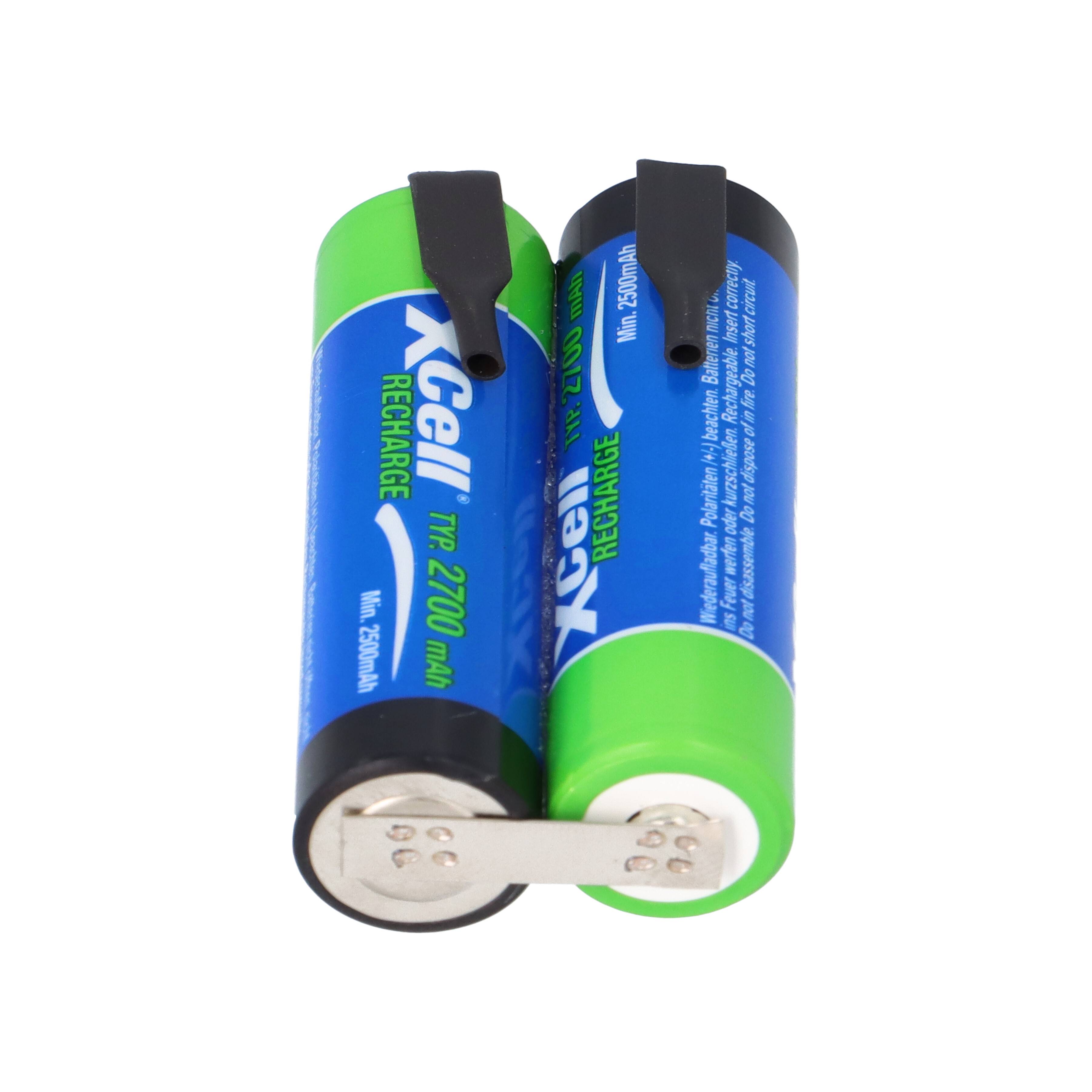 2er Reihe Akkupack mit Lötfahne AA Mignon 2,4V 2700mAh