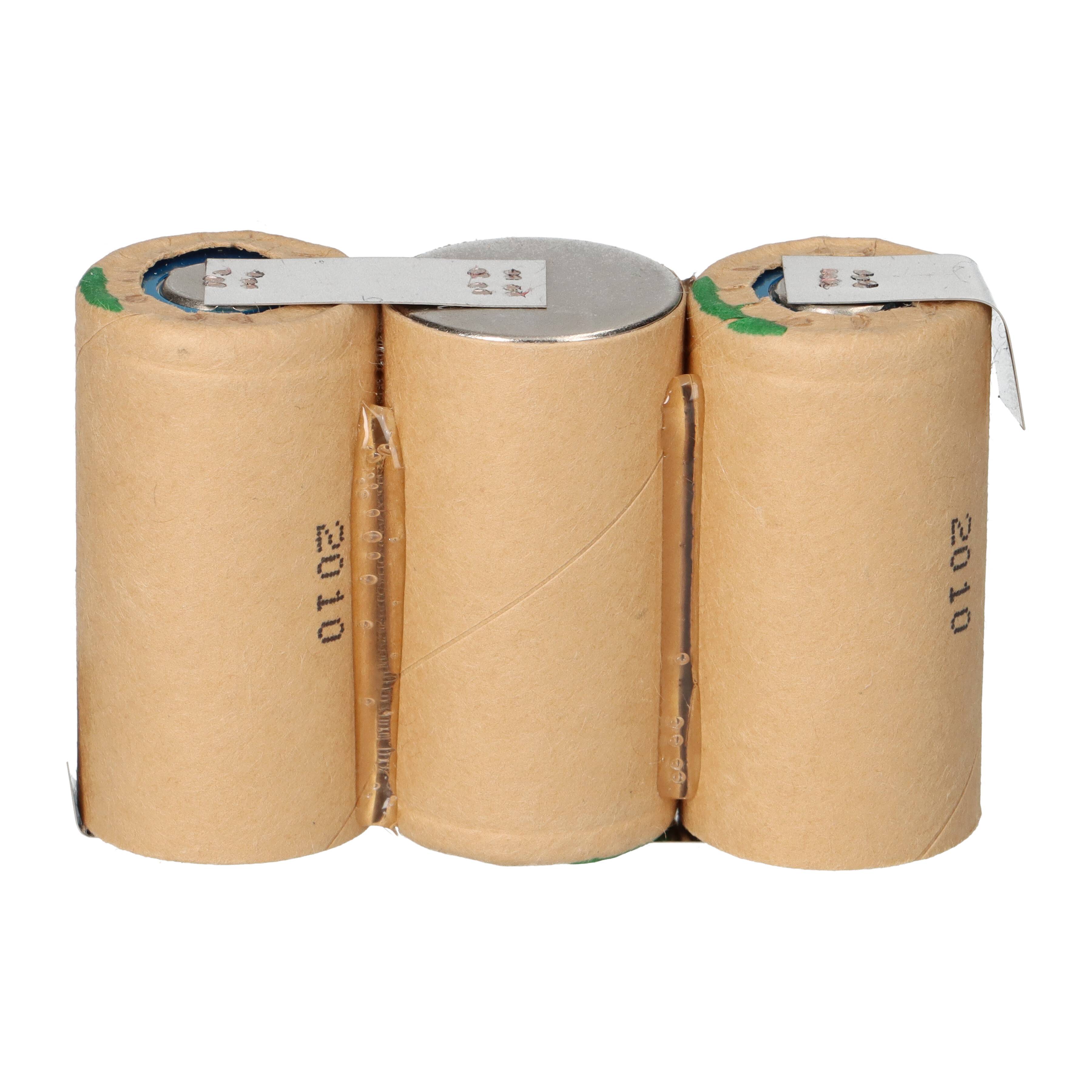 3er Reihe Akku Sub-C 3000mAh 3,6V NiMH mit Lötfahne im Pappmantel