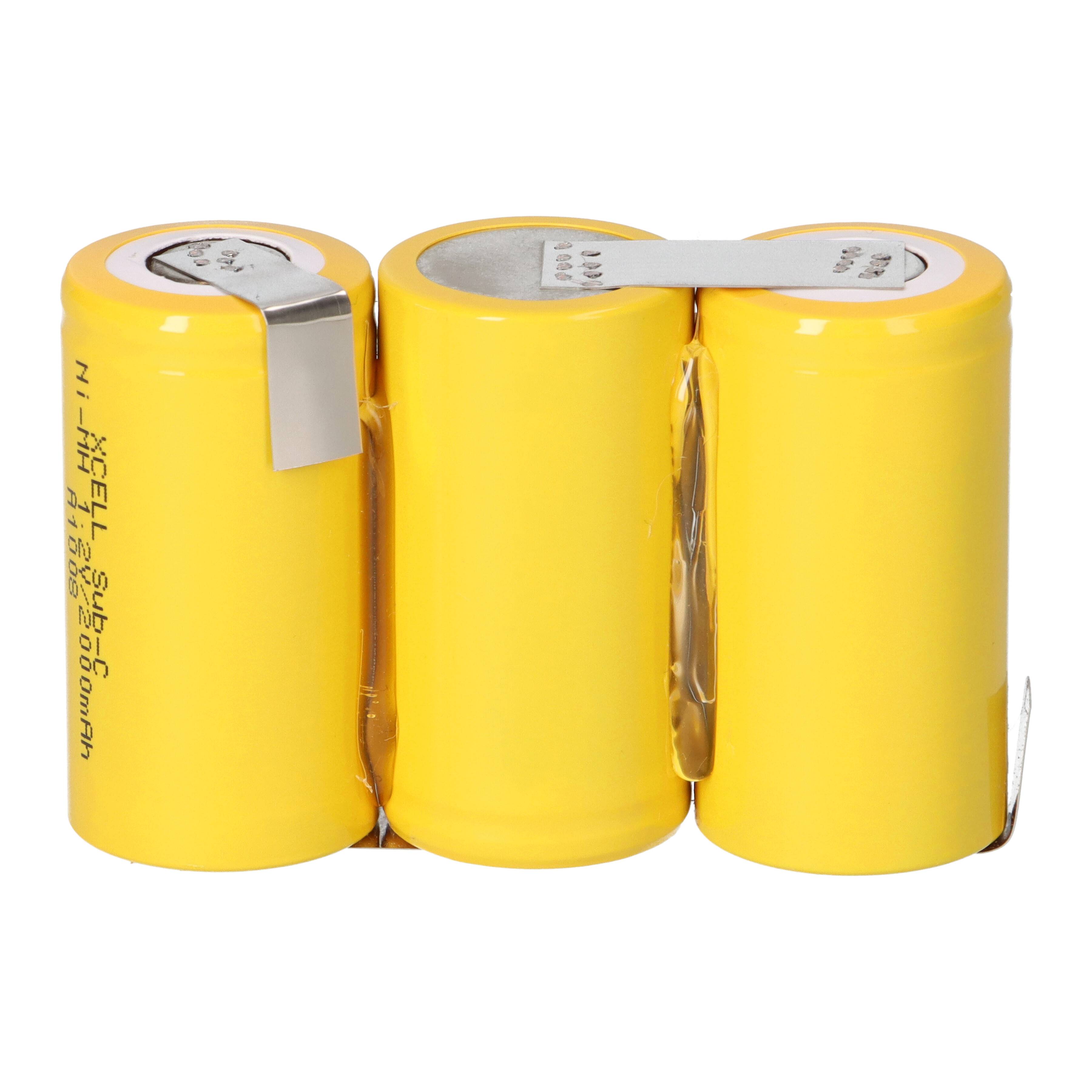 3er Reihe Akku Sub-C 2000mAh 3,6V NiMH mit Lötfahne schräg