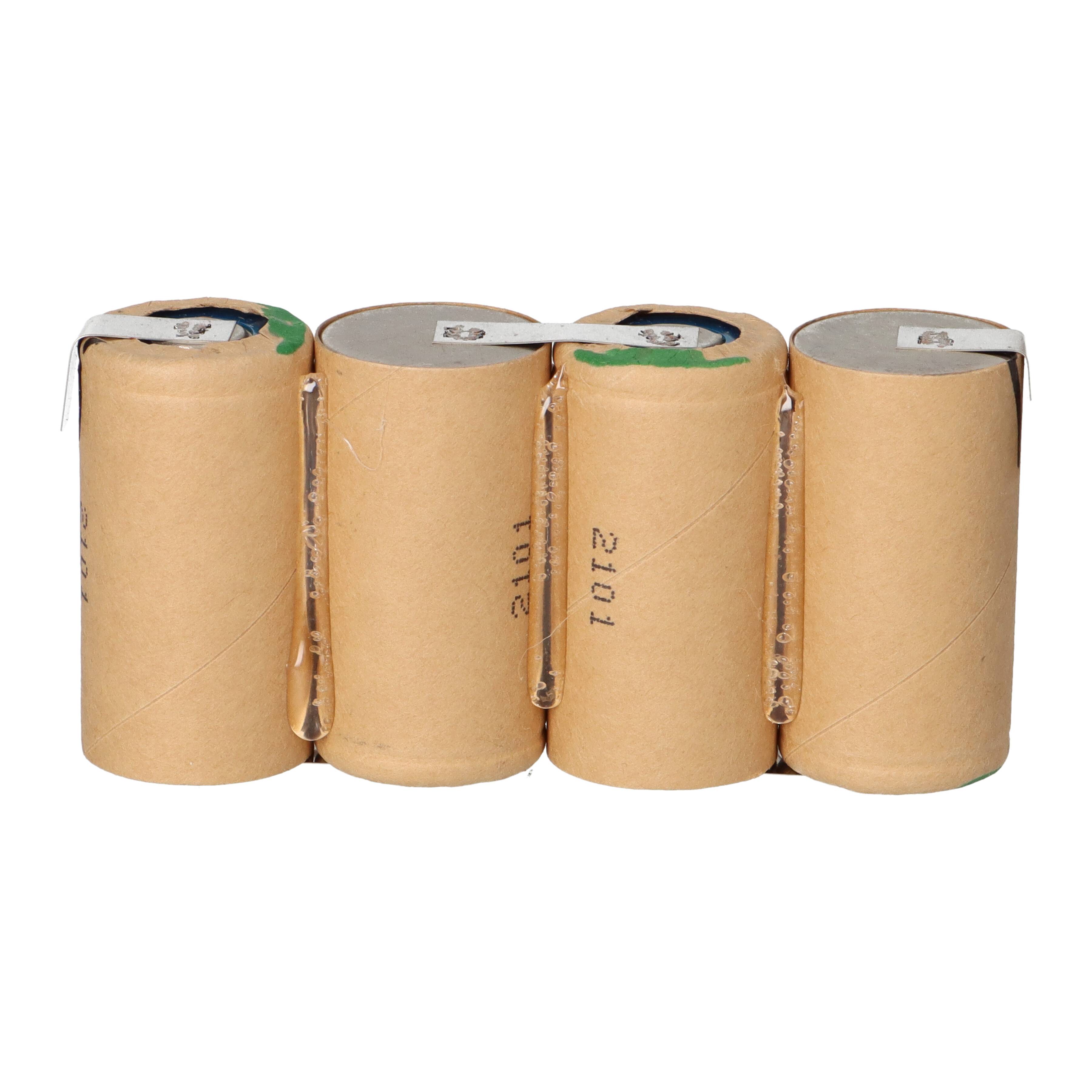 4er Reihe Akku Sub-C 3000mAh 4,8V NiMH mit Lötfahne im Pappmantel