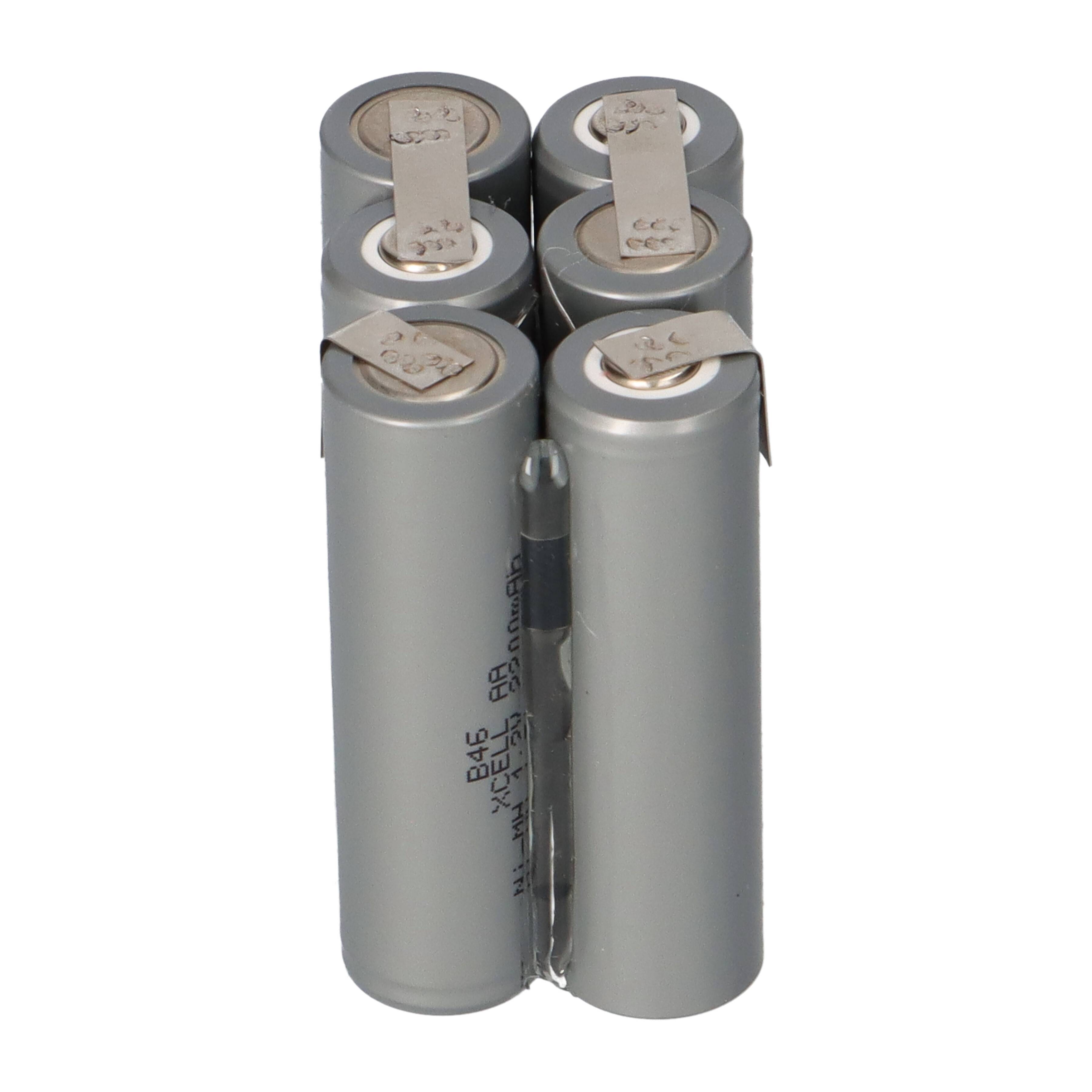 Akkupack 7,2V 2200mAh Mignon Industrie-Akkus NiMH mit Lötfahne FlatTop