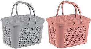 keeeper Picknick-Korb ''inka'', 28 Liter, nordic-red Einkaufskorb mit Deckel, in Rattanoptik, 2 Griffe,