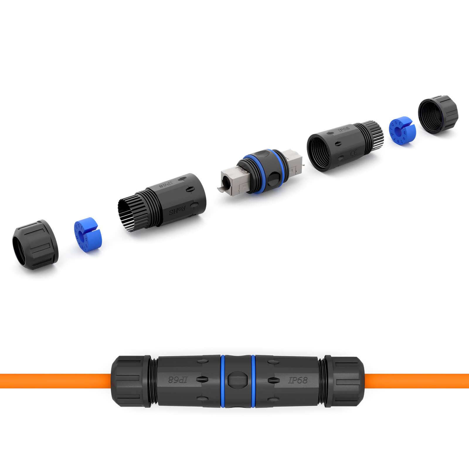 hb-digital LSA Verbinder Cat 7 Netzwerk Steckverbinder Außenbereich IP68 Outdoor IDC auf IDC