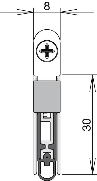 Türdichtung Schall-Ex L-8/30 WS 1-s.L.708mm B.8mm Alu.silber silber HLT L/R