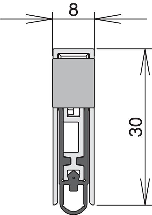 Türdichtung Schall-Ex L-8/30 WS 1-s.L.708mm B.8mm Alu.silber silber HLT L/R