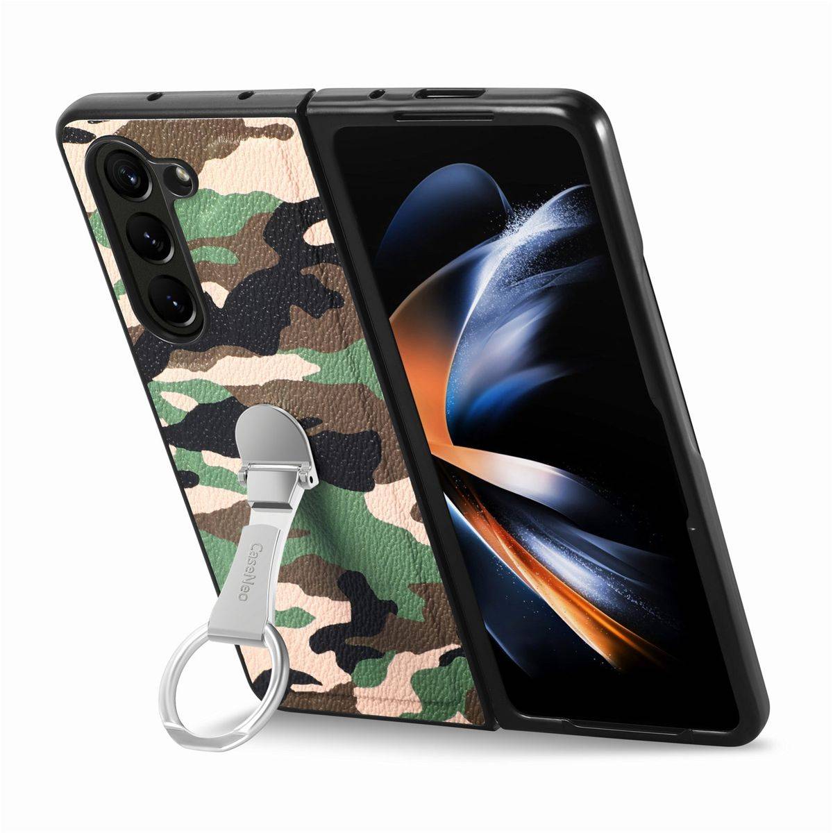 Für Samsung Galaxy Z Fold5 5G Camouflage Schutzhülle mit Ringhalter