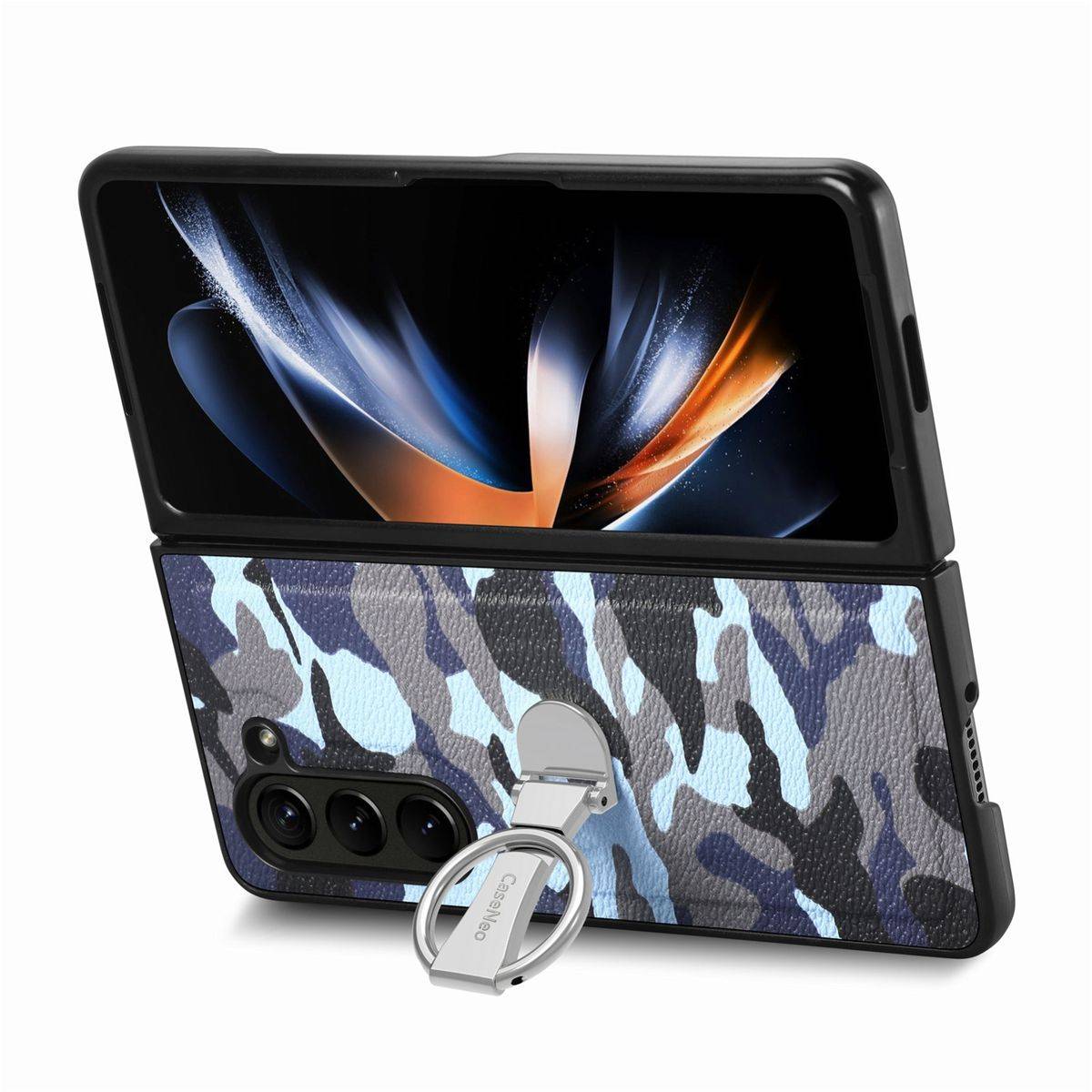 Für Samsung Galaxy Z Fold5 5G Camouflage Schutzhülle mit Ringhalter