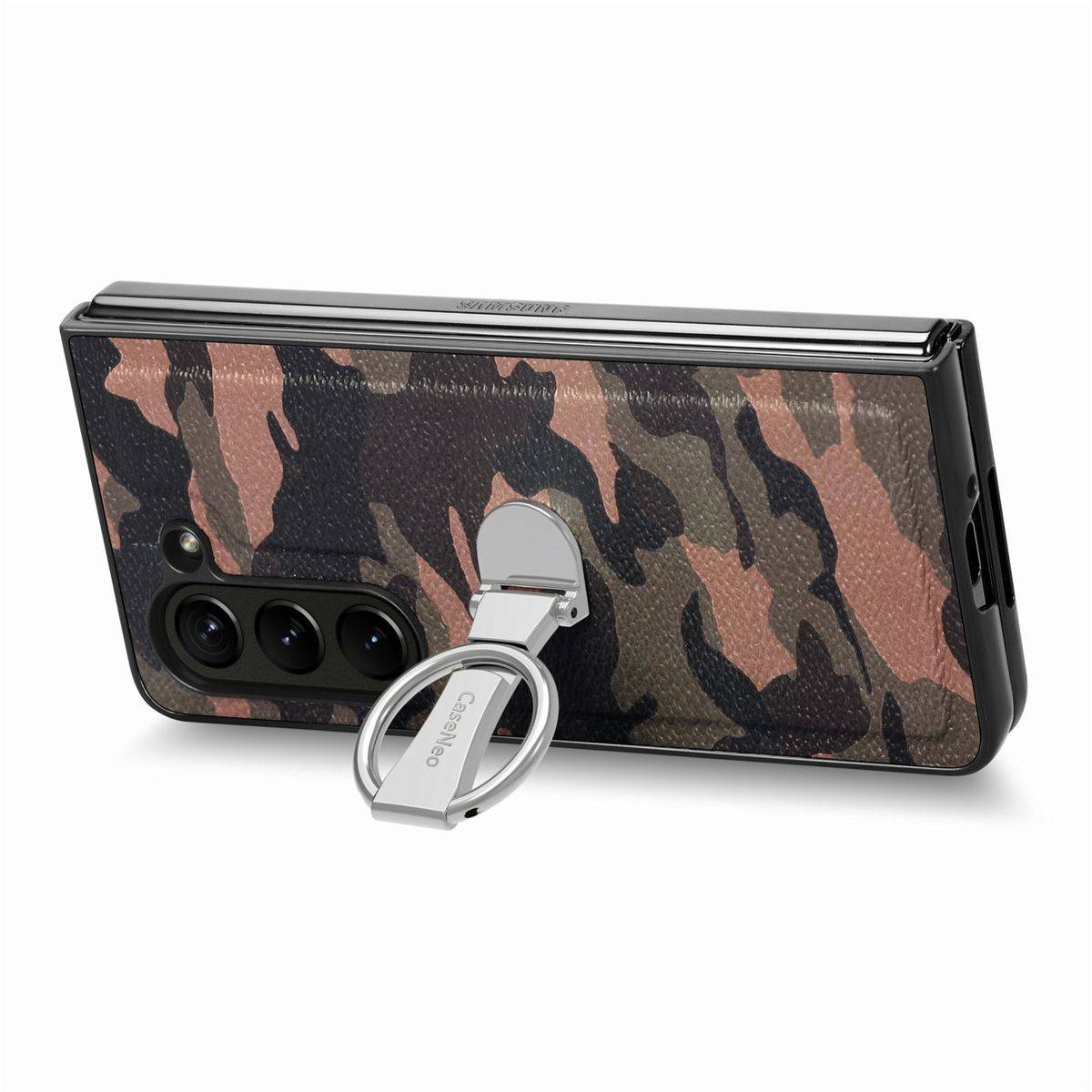 Für Samsung Galaxy Z Fold5 5G Camouflage Schutzhülle mit Ringhalter