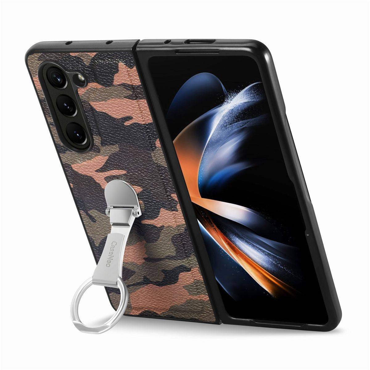 Für Samsung Galaxy Z Fold5 5G Camouflage Schutzhülle mit Ringhalter