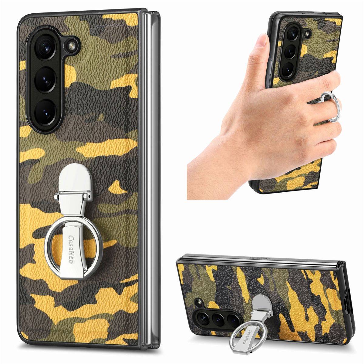 Für Samsung Galaxy Z Fold5 5G Camouflage Schutzhülle mit Ringhalter