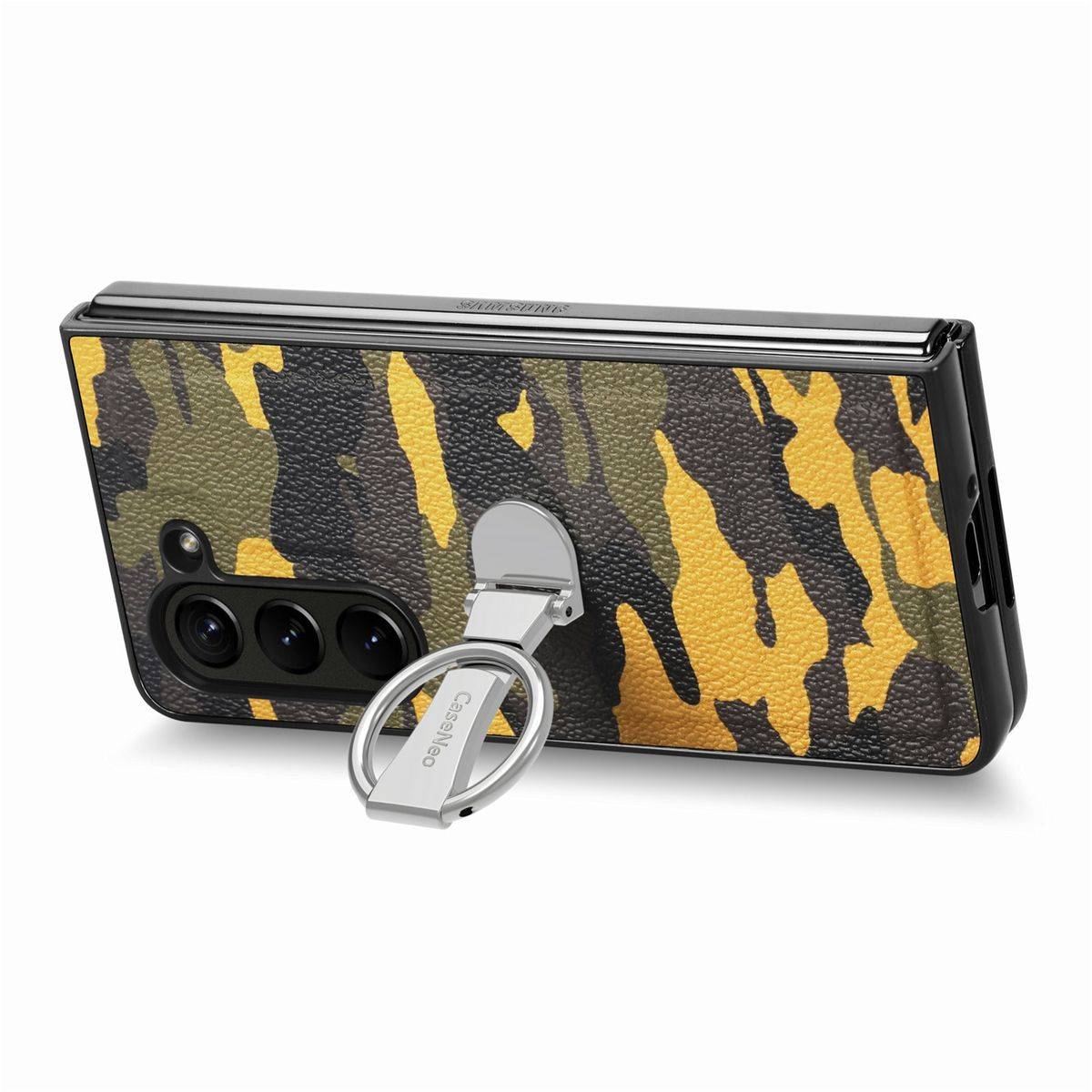 Für Samsung Galaxy Z Fold5 5G Camouflage Schutzhülle mit Ringhalter