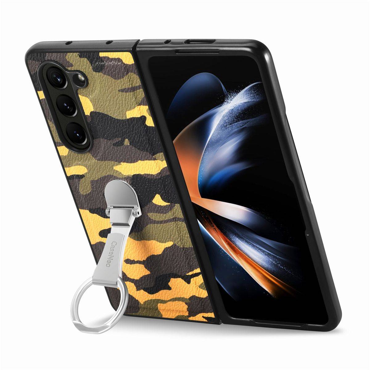 Für Samsung Galaxy Z Fold5 5G Camouflage Schutzhülle mit Ringhalter