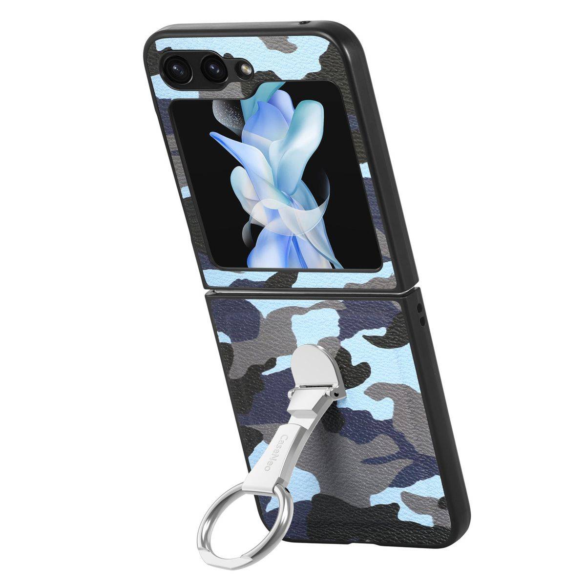 Für Samsung Galaxy Z Flip5 5G Camouflage Schutzhülle mit Ringhalter