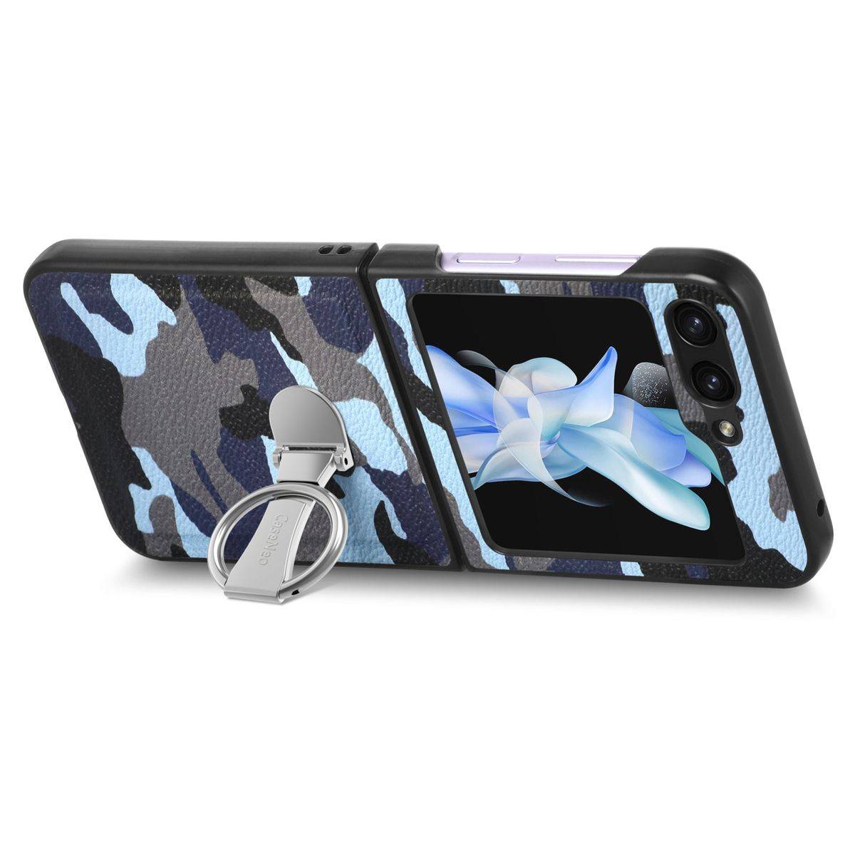 Für Samsung Galaxy Z Flip5 5G Camouflage Schutzhülle mit Ringhalter